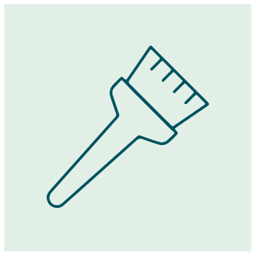 Line drawing of a paint roller with a handle and roller