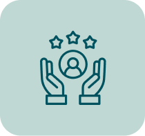 Icon of two hands holding a person with three stars above
