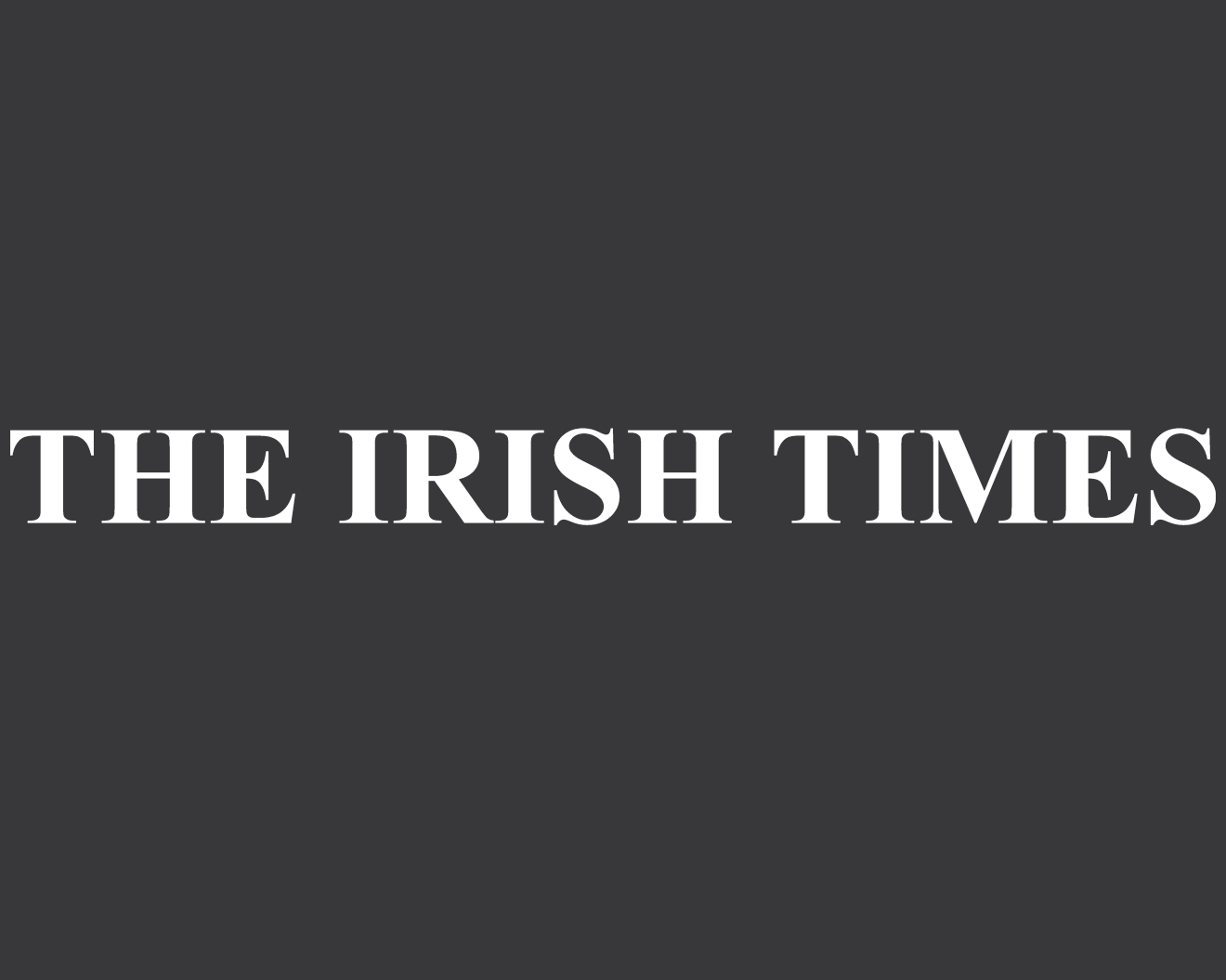 Logo of The Irish Times with white text on dark gray background.