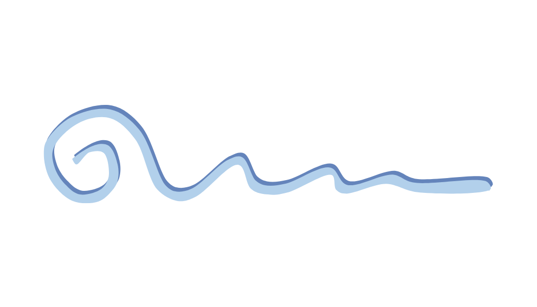 A glowing, neon blue line in a spiral pattern with an irregular, wavy extension on a black background.