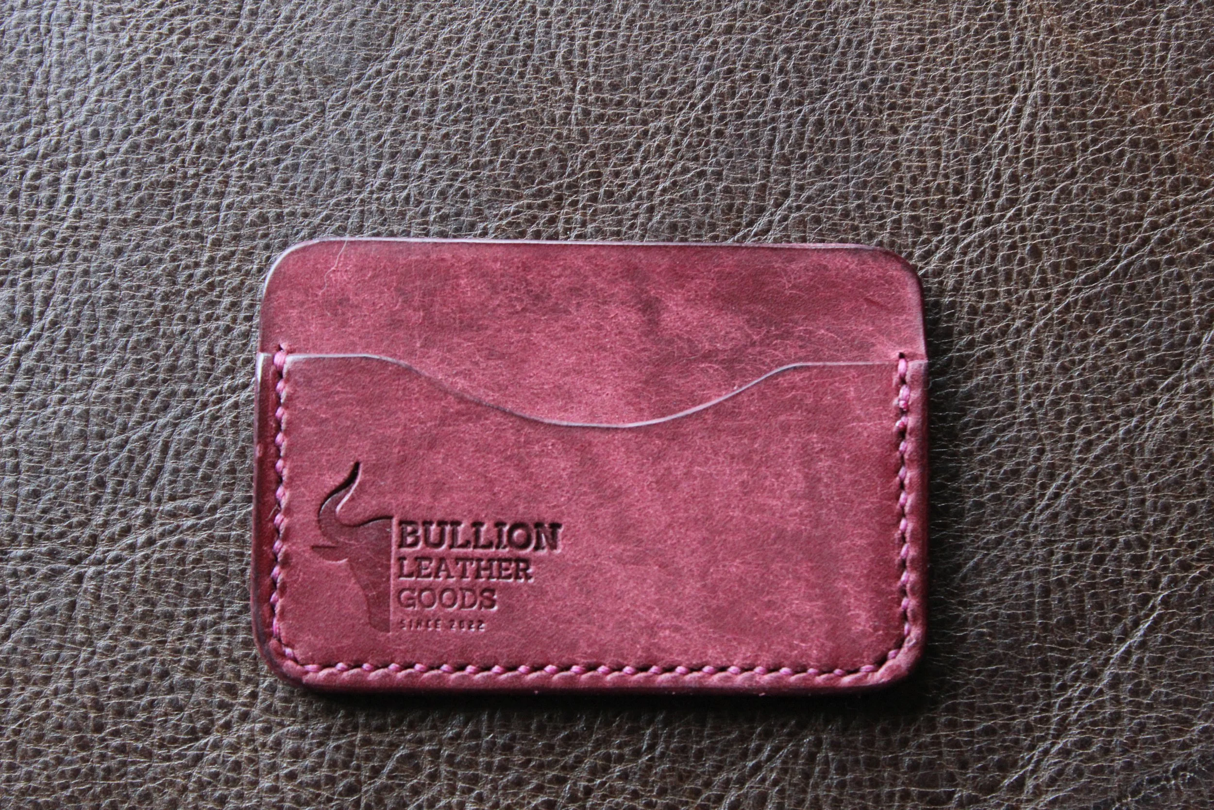 LEATHER MINIMALIST CARD WALLET - BORDEAUX PUEBLO