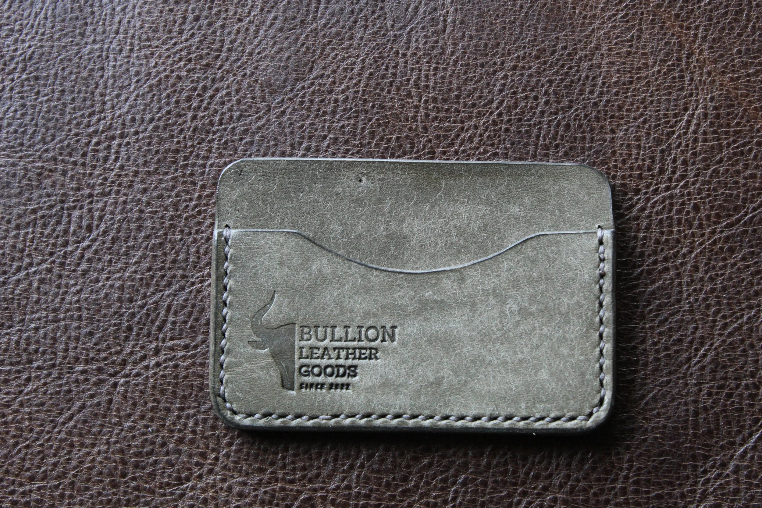 LEATHER MINIMALIST CARD WALLET - GREY PUEBLO