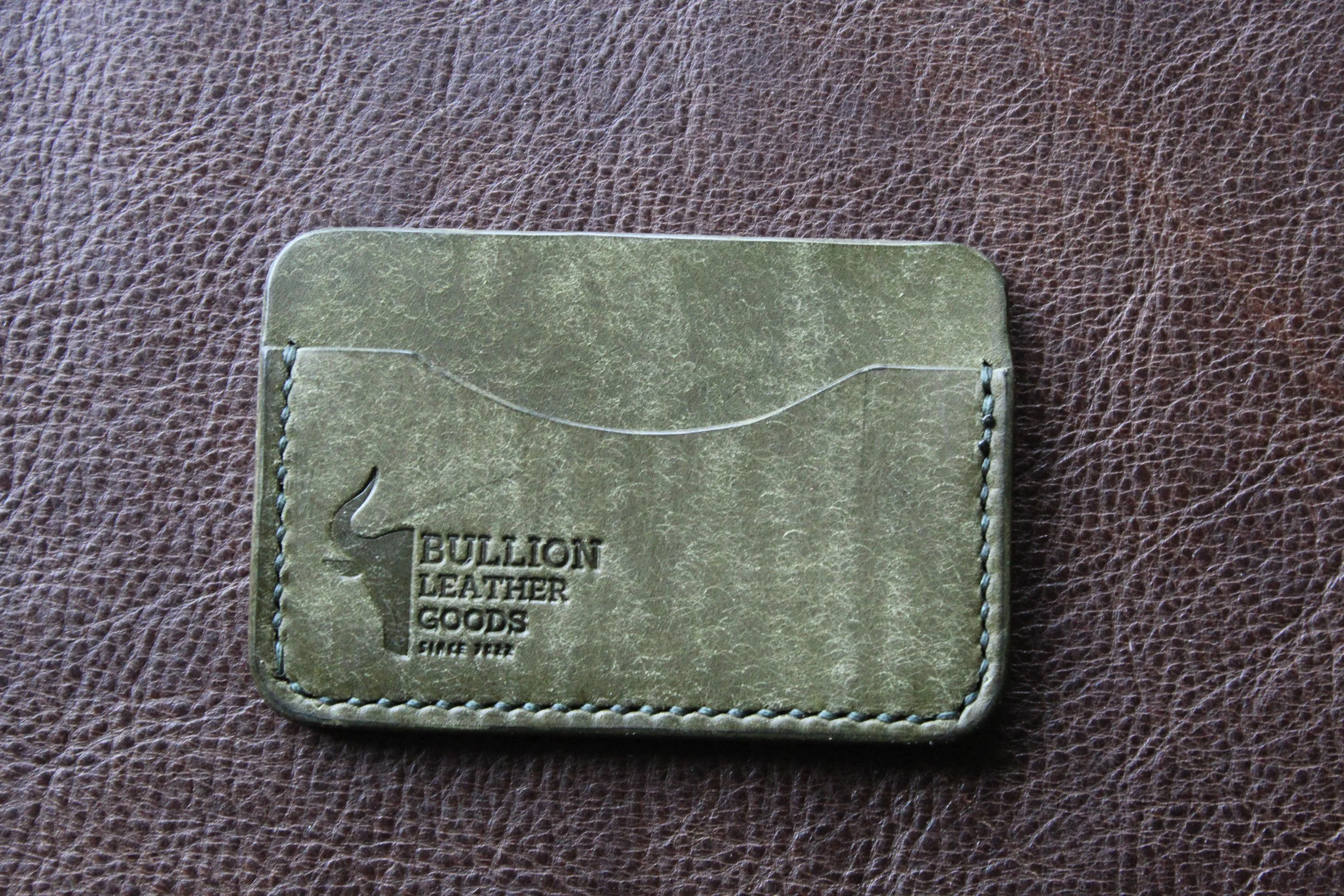 LEATHER MINIMALIST CARD WALLET - OLIVE PUEBLO