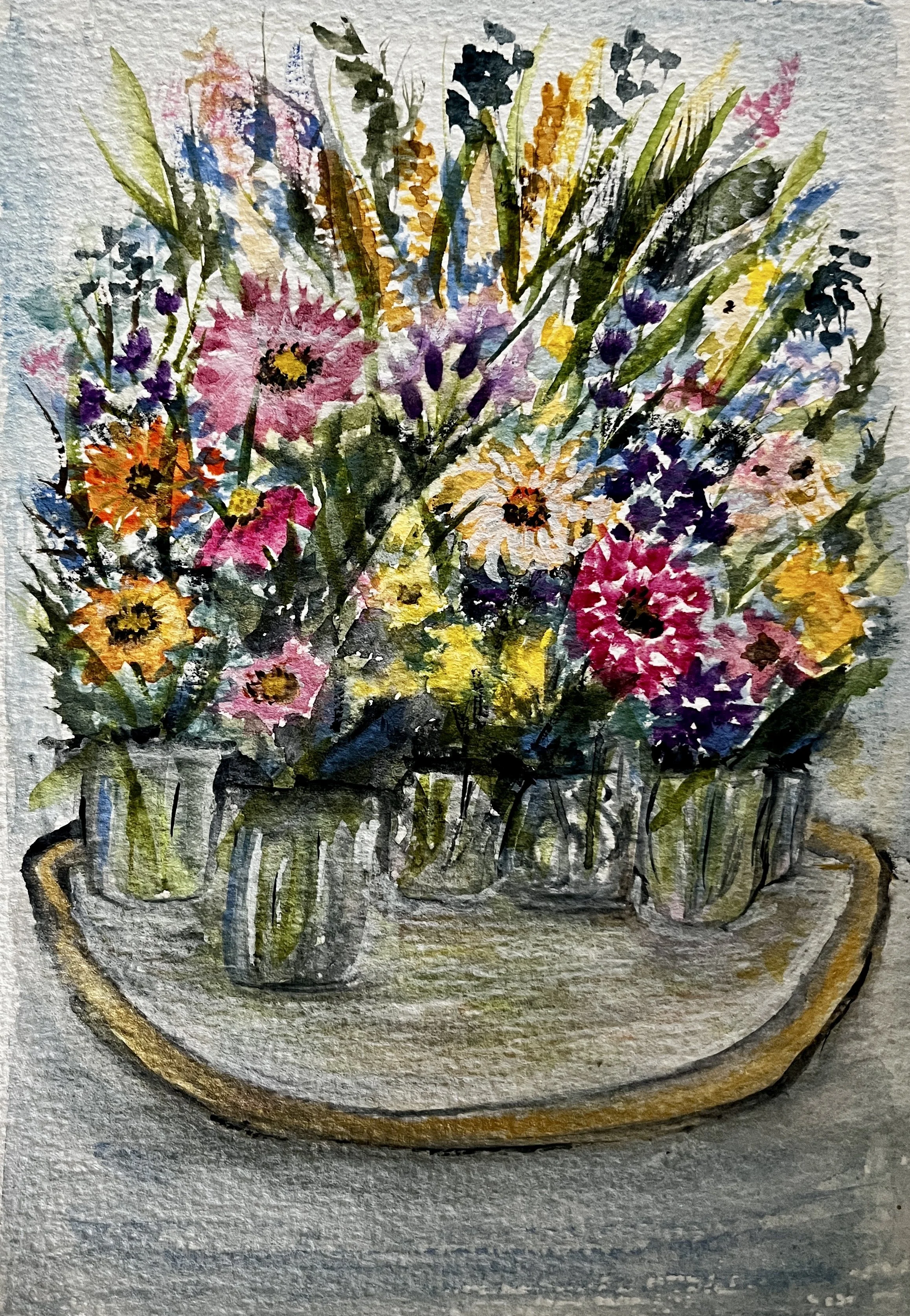 This happy centerpiece graced our table during a bridal shower given to a dear friend's daughter. I loved painting it as a way to celebrate the bride and her mom. SOLD