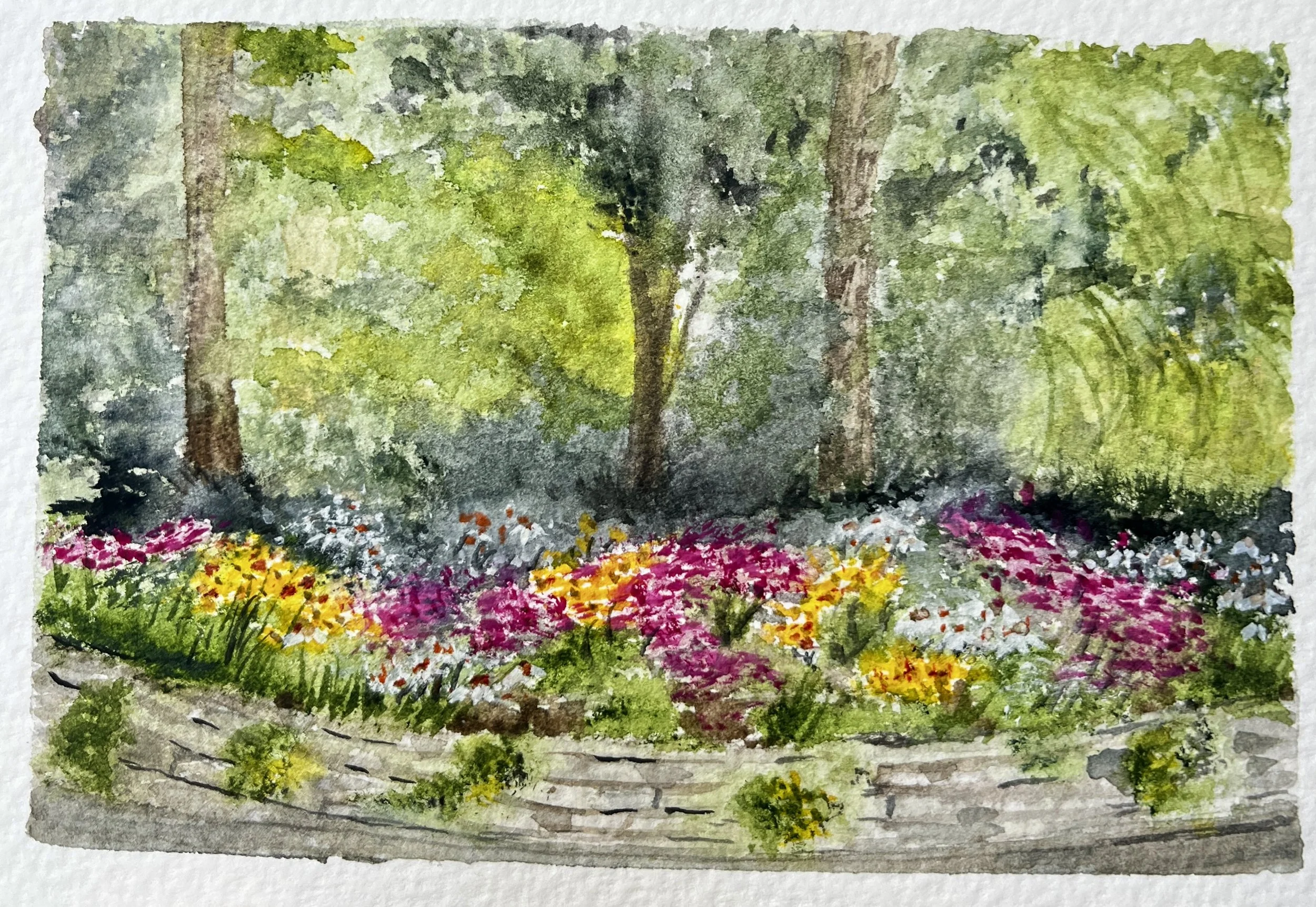 A very special friend asked me to paint her favorite flower bed in front of her home. Capturing this beautiful moment in summer for her made me so happy. SOLD