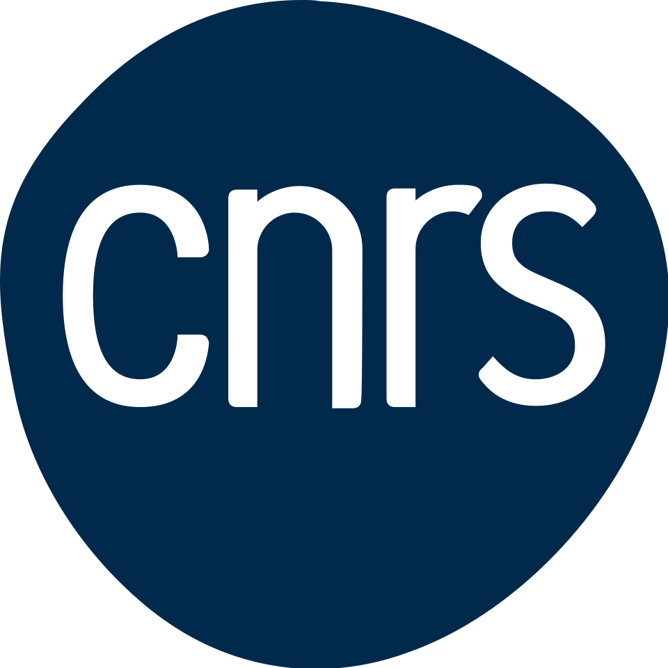 Logo du CNRS avec fond bleu foncé et texte blanc