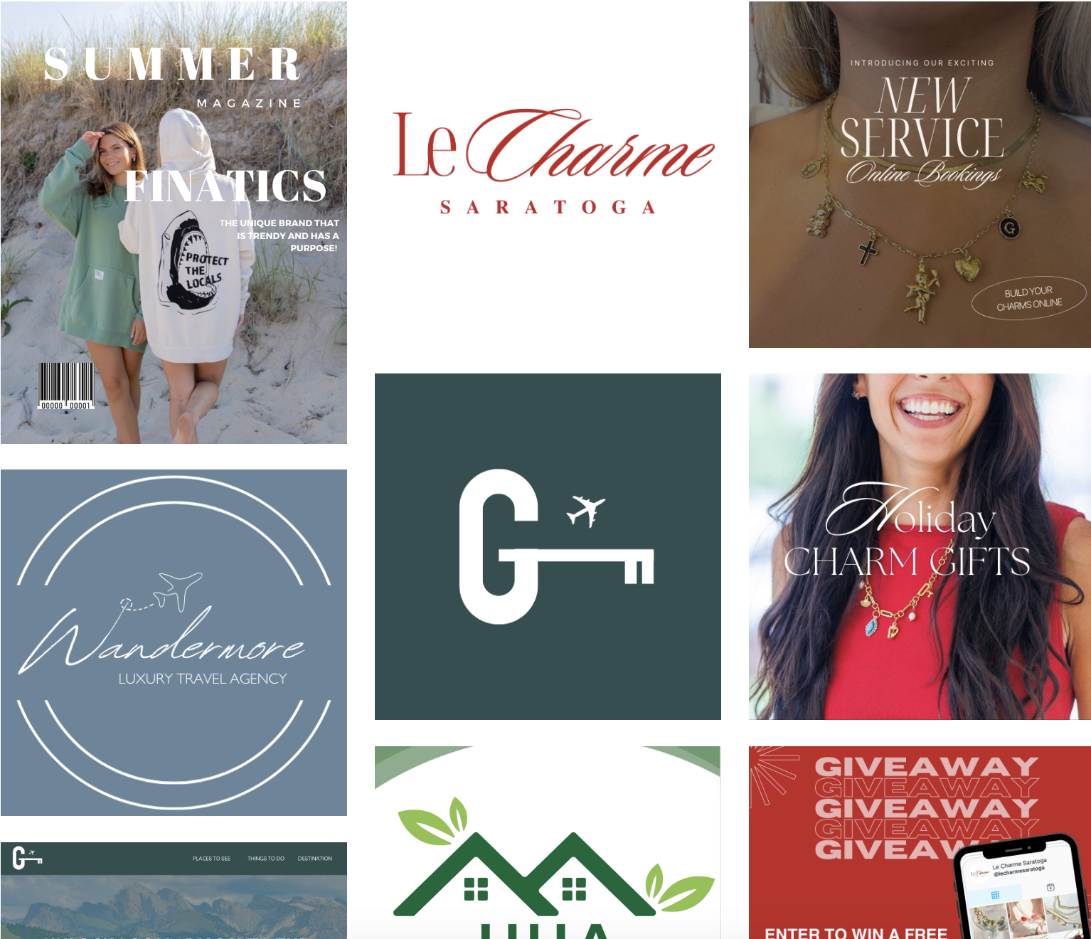 Graphic Design work in a collage.