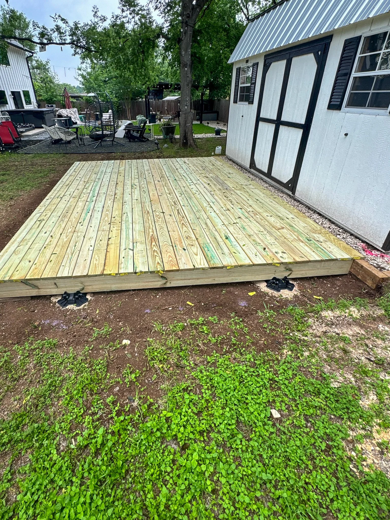 Custom built deck before staining