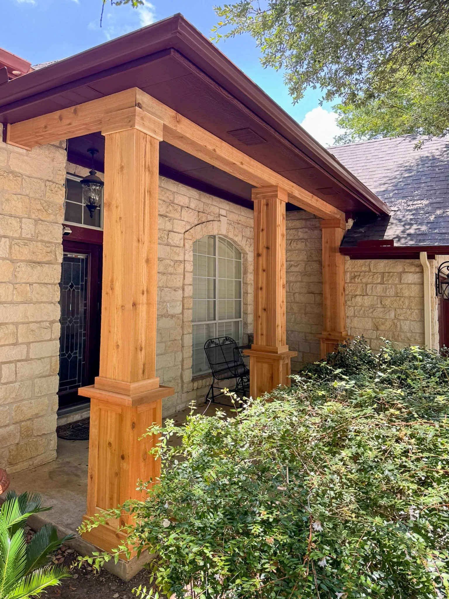 Custom Framed Wood Pillar Facade
