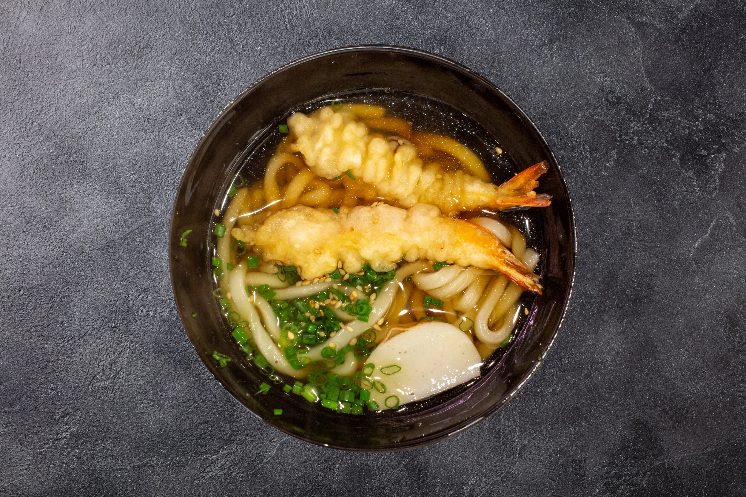 Udon soup with shrimp tempura