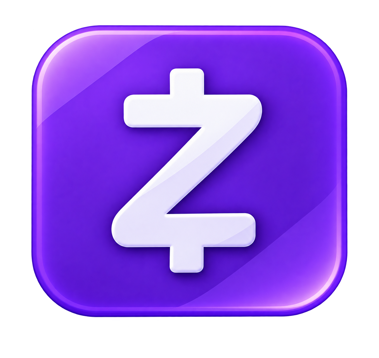 A purple app icon with a white three-dimensional plus sign and the letter 'Z' in the center.
