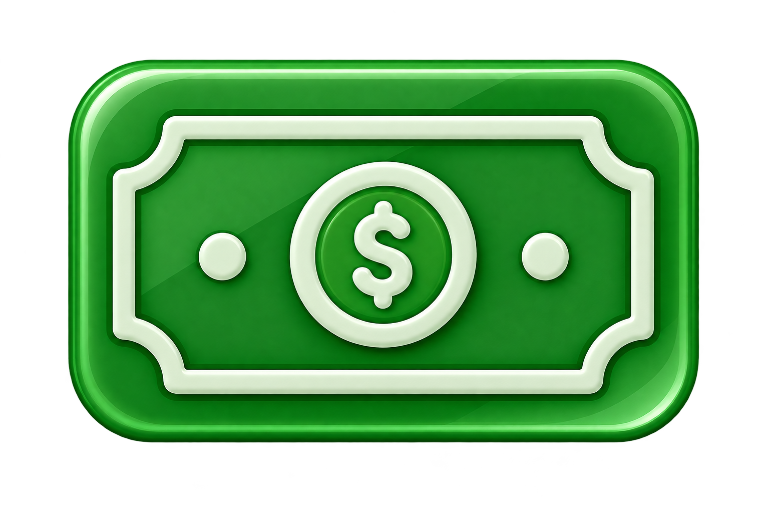 Green neon sign of a dollar bill.