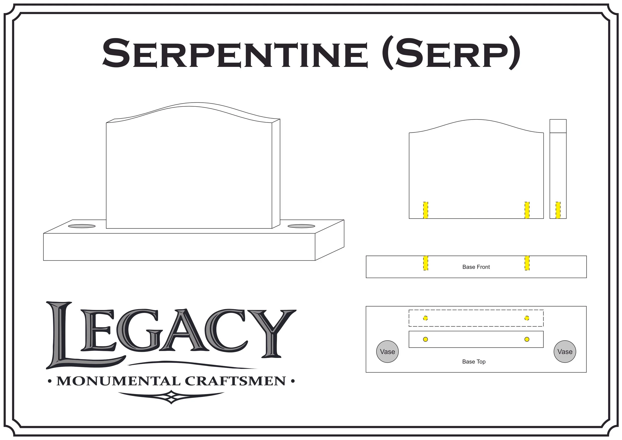 Classic "Serp" top plate headstone