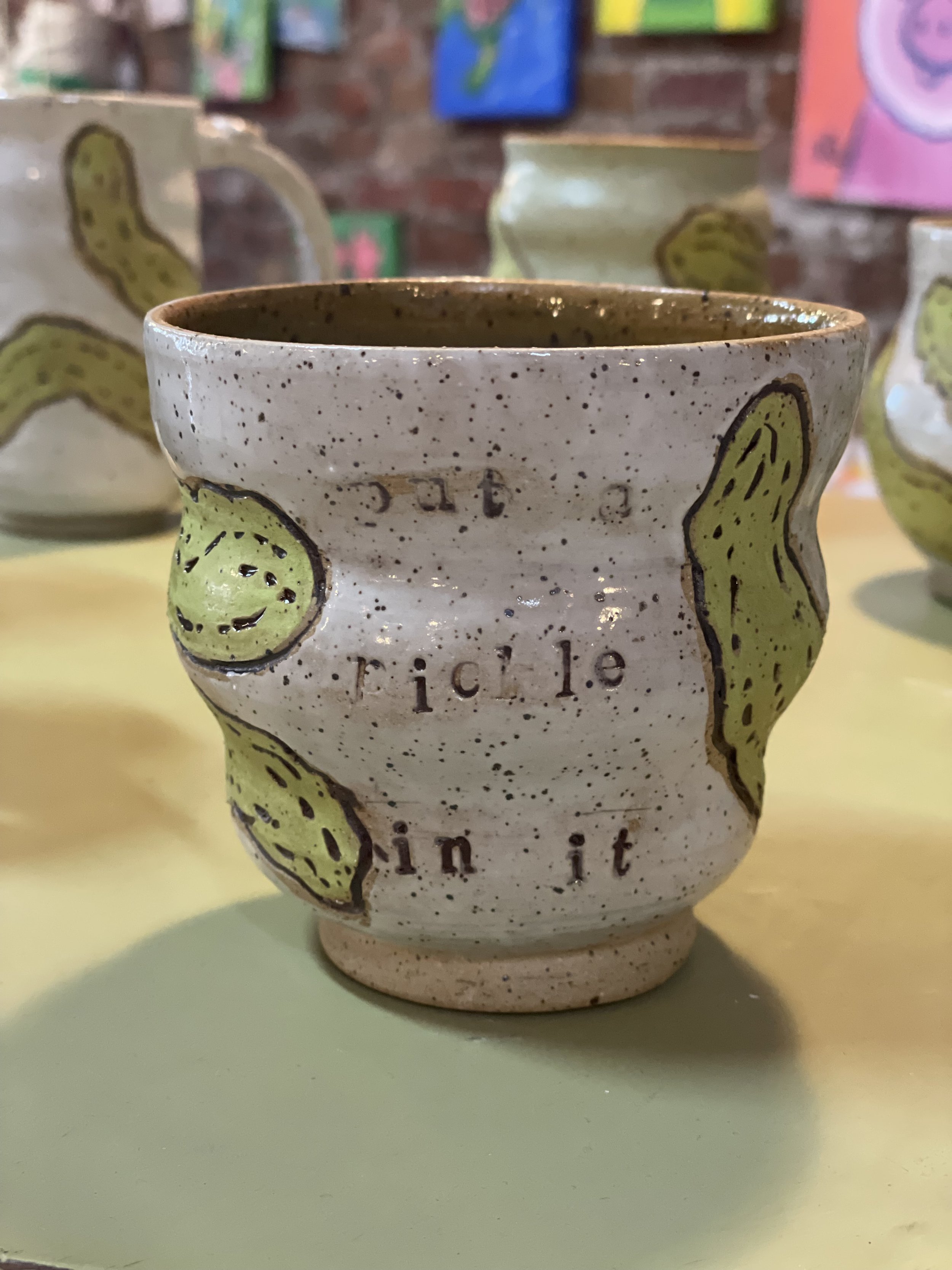 stoneware clay hand carved mug