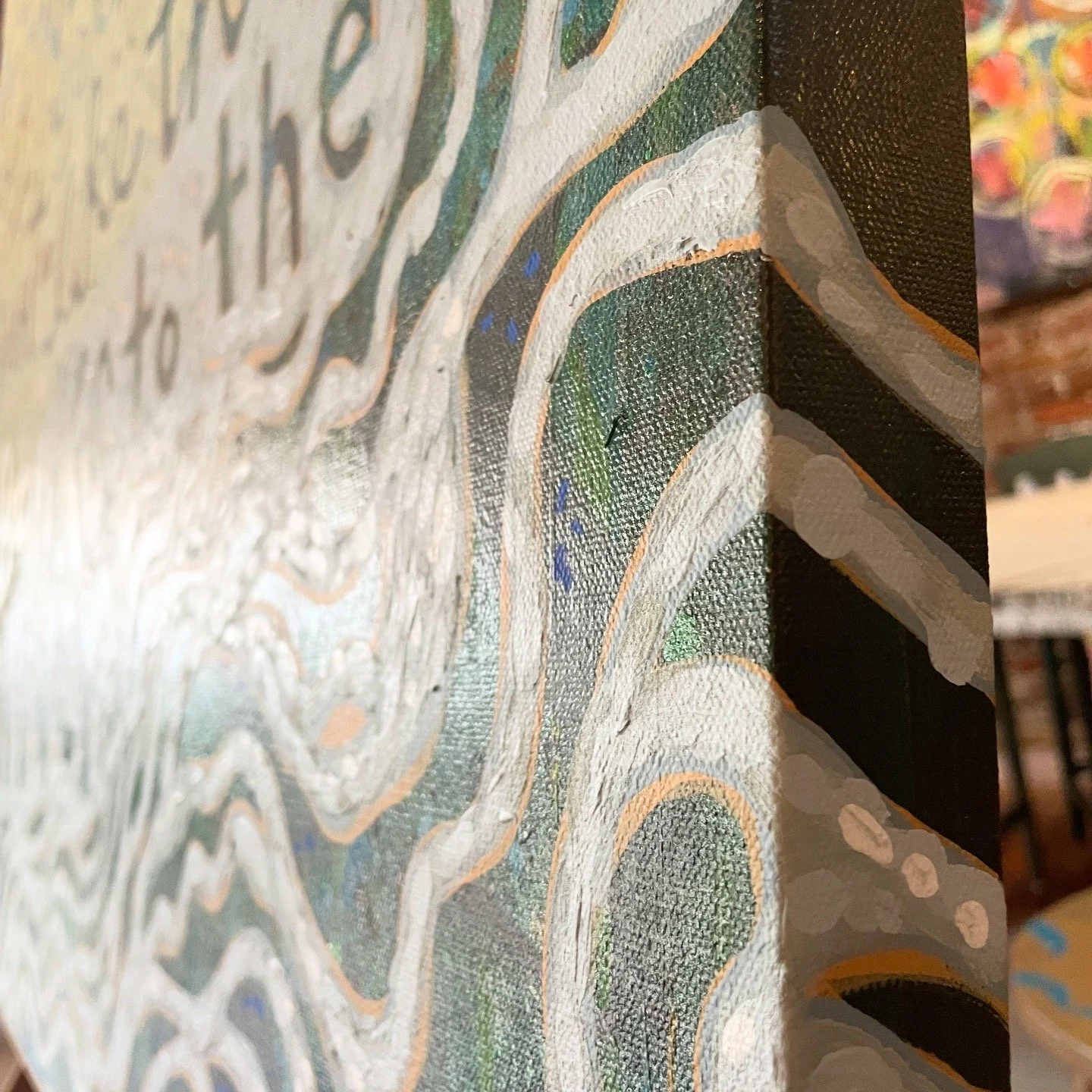 Large acrylic negative space painting, family song, commission