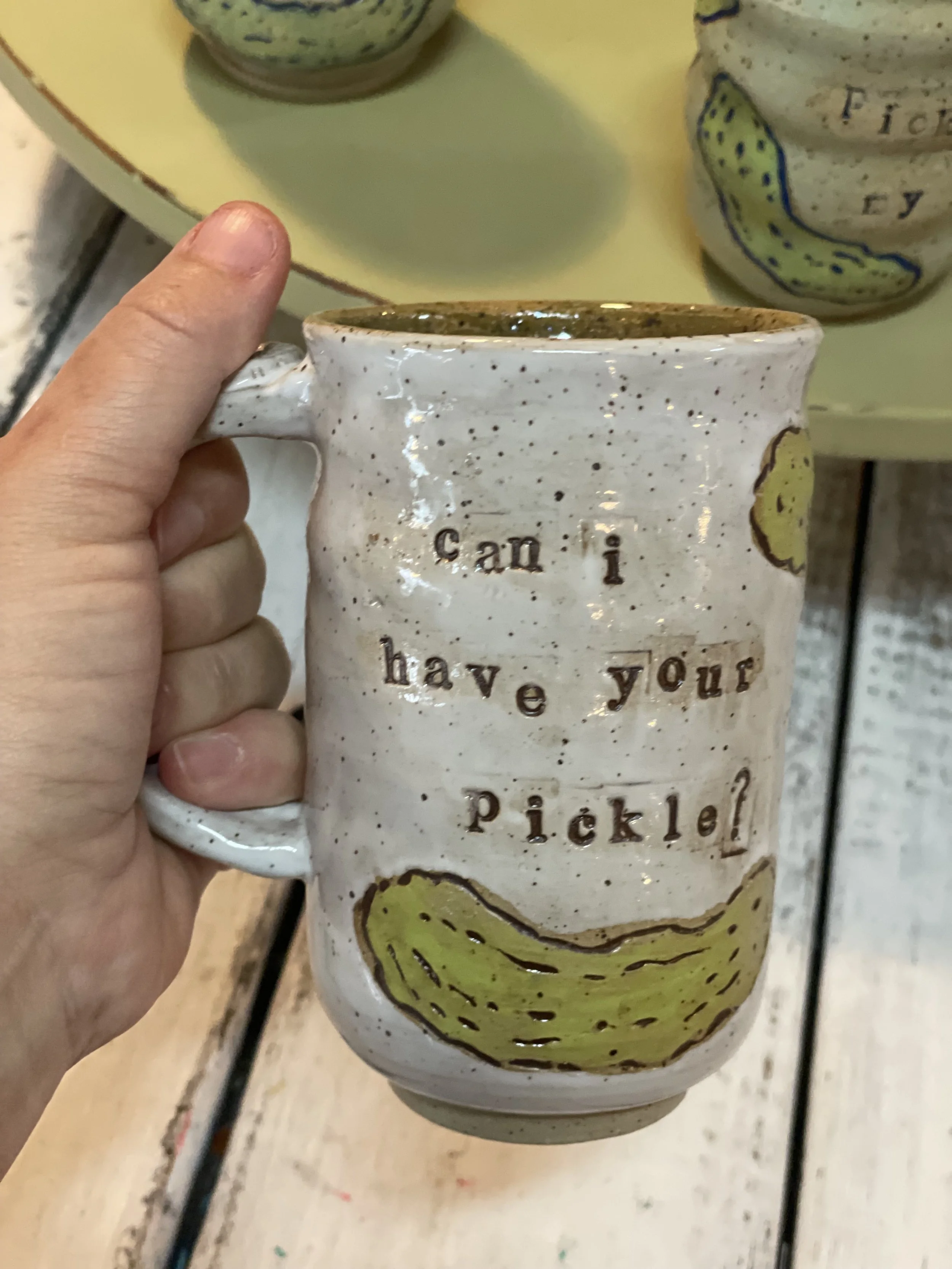 stoneware clay hand carved mug