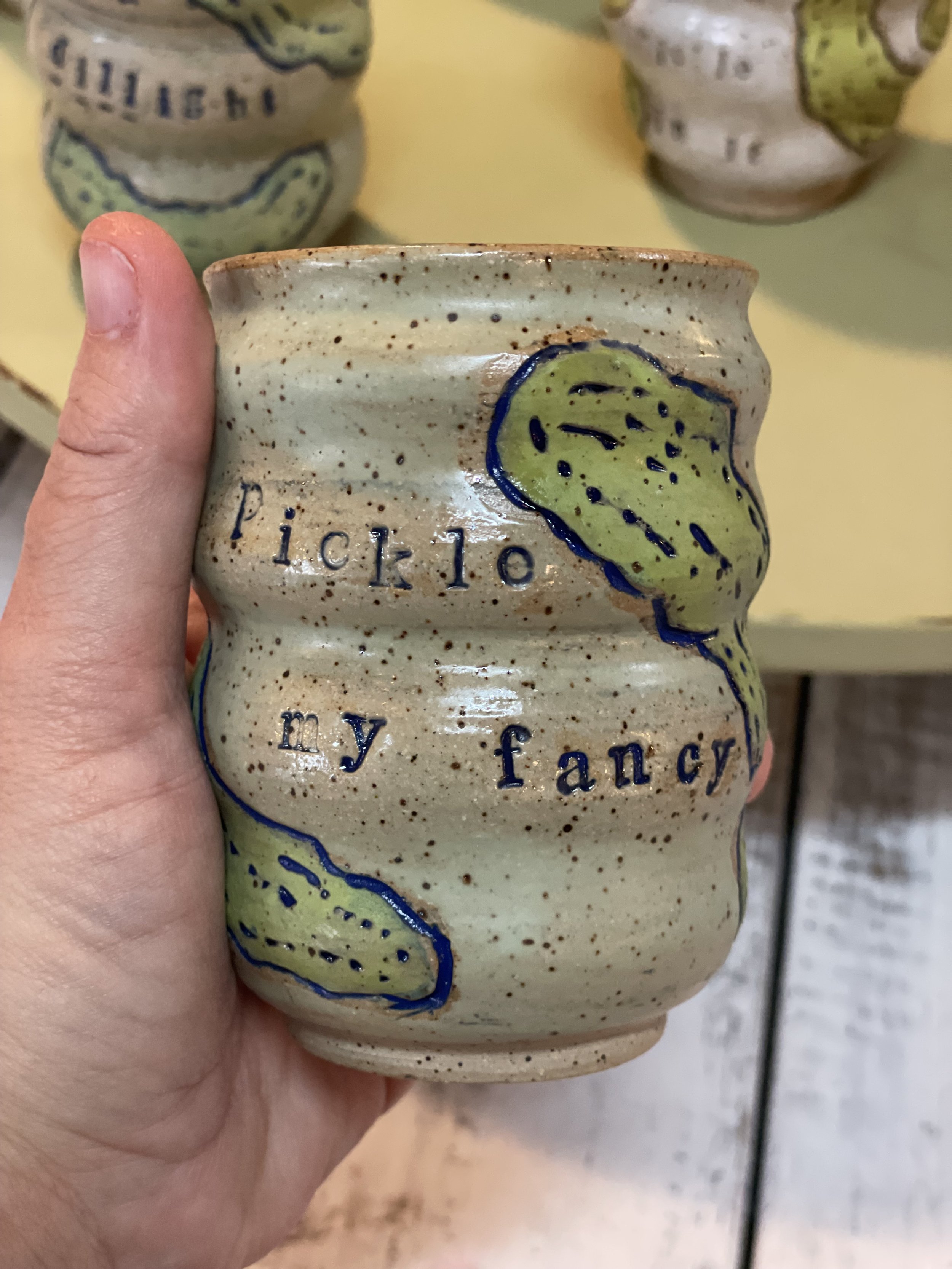 stoneware clay hand carved mug