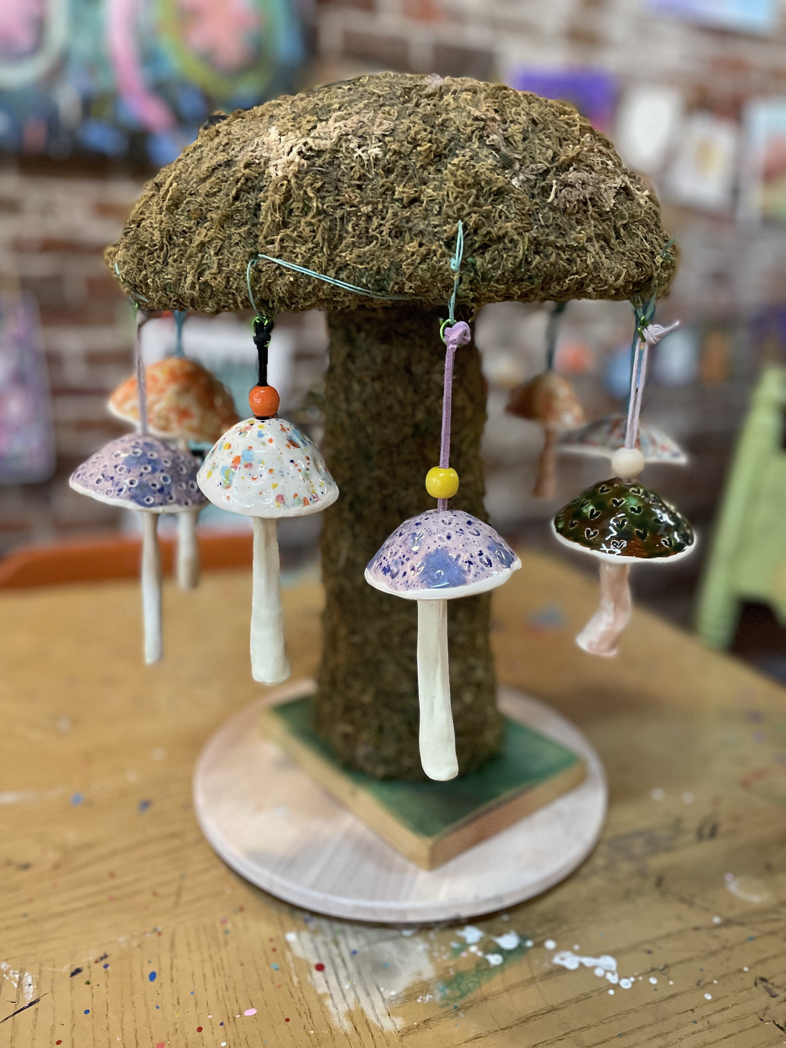 stoneware clay mushie decor