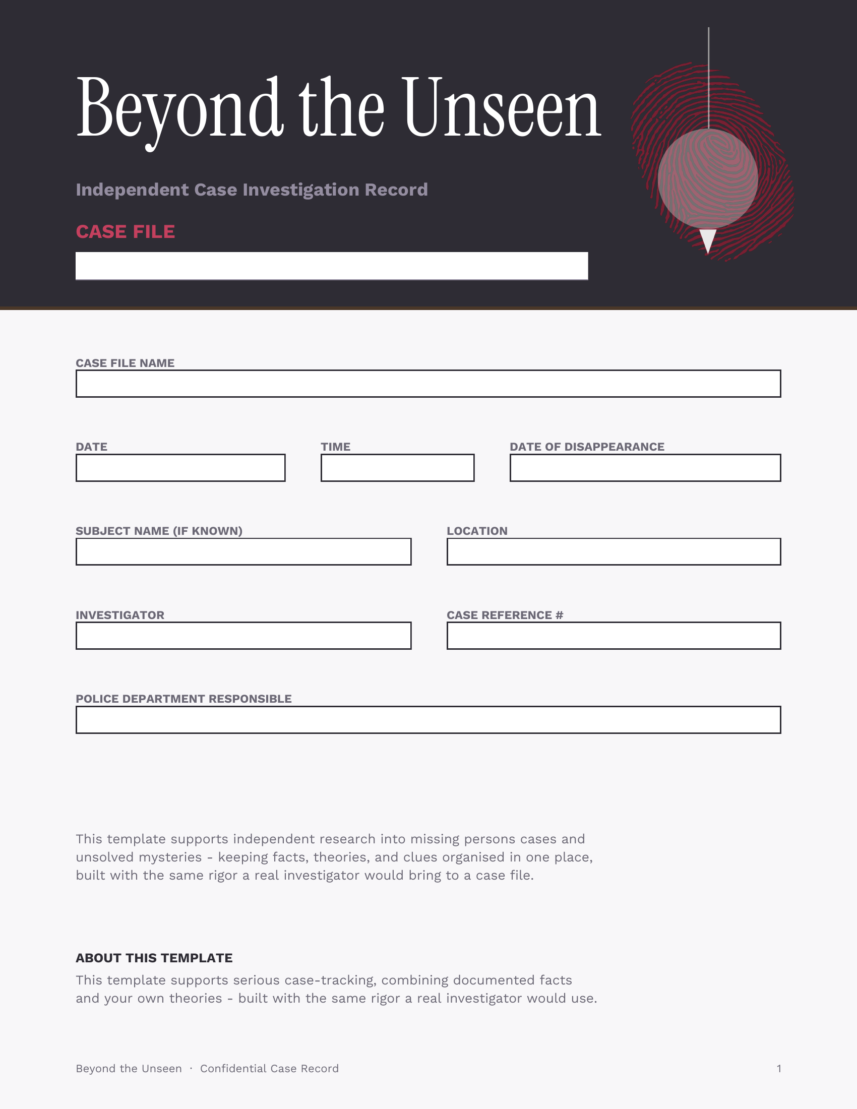 Investigation Case File Template