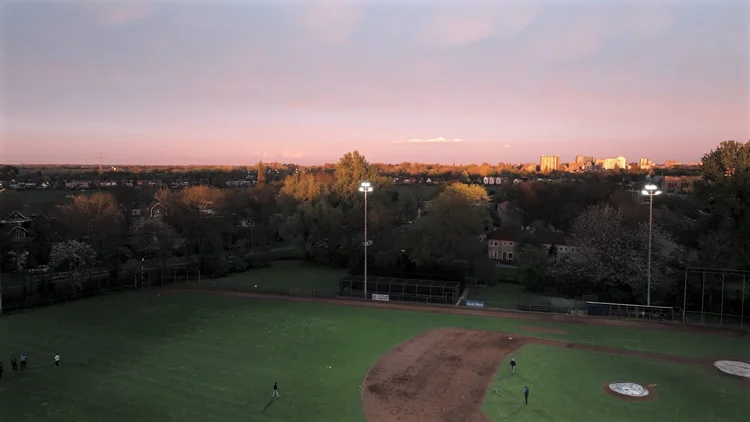 Baseball field at night