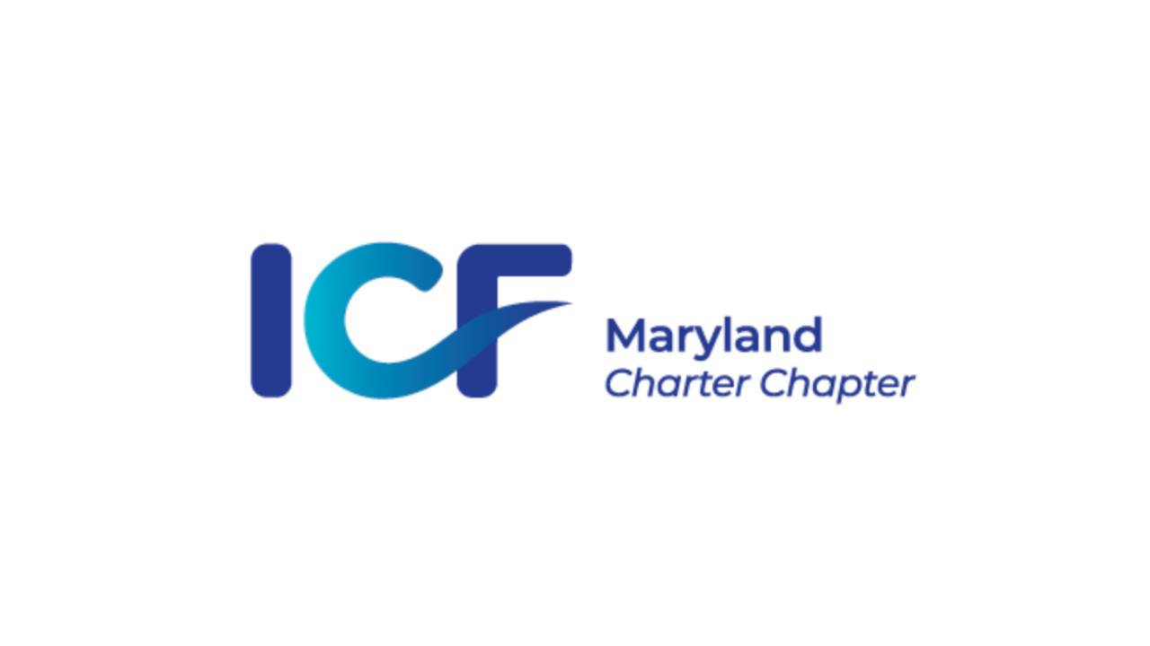 ICF Maryland Charter Chapter logo with blue and teal text on a white background.