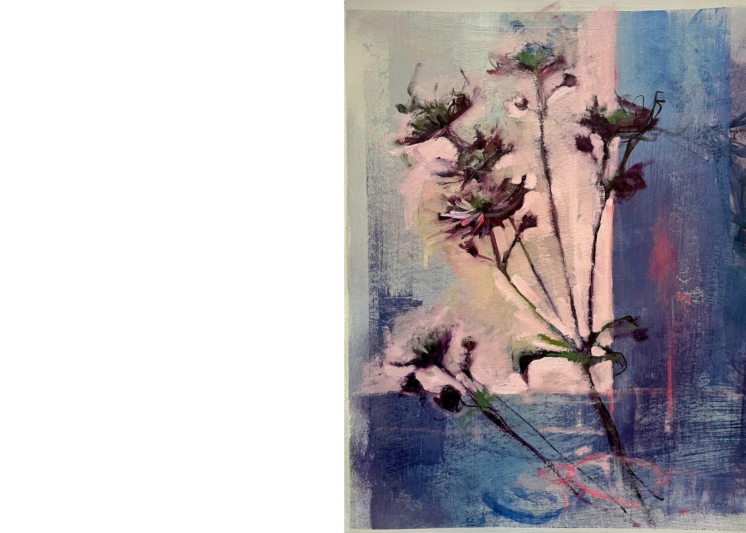 Flowers in the Light, Right, 2026, oil on paper, 46x 34 cm