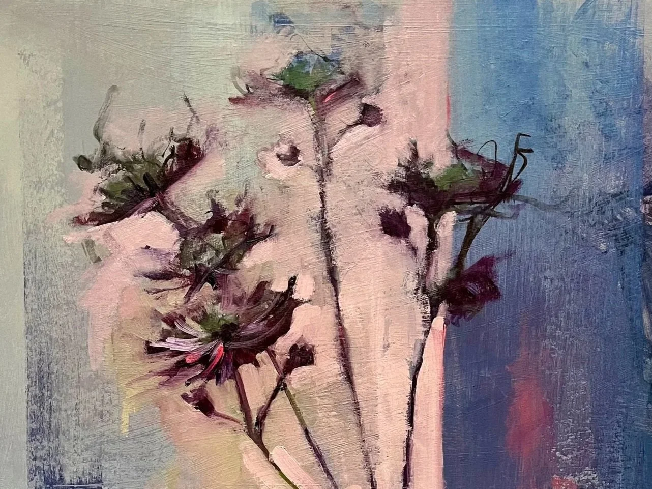 Flowers in the Light, Right, 2026, oil on paper, 46x 34 cm, detail