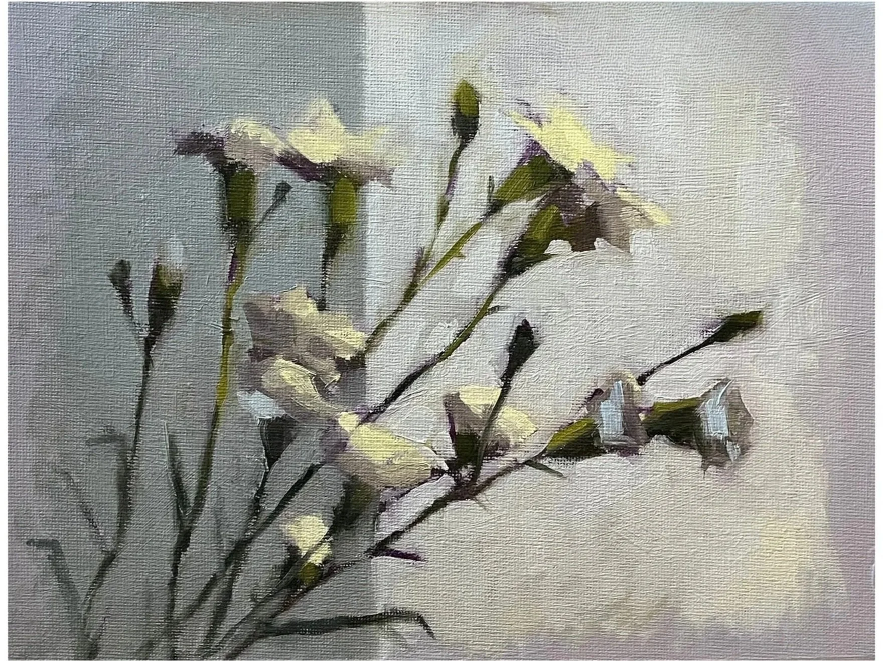 Daylit Carnations, Yellow, 2026, oil on canvas, 8 x 10 inches