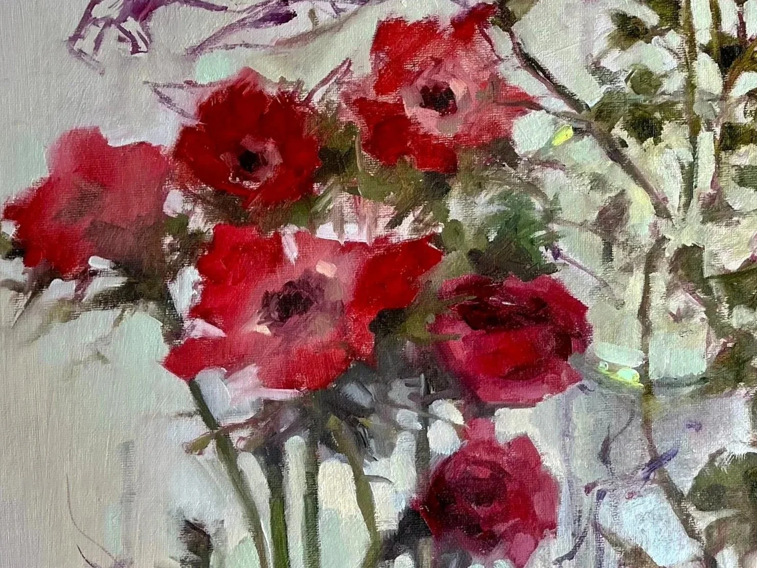 Spring Vases, 2026, oil on canvas, 24 x 18 inches, detail