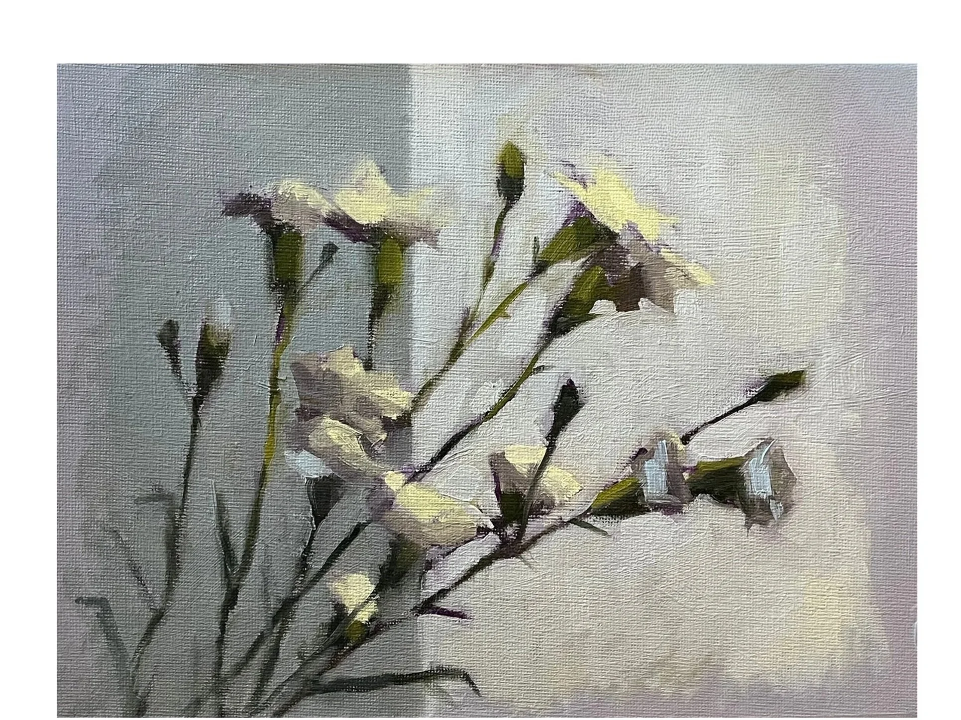 Daylit Carnations, Yellow, 2026, oil on canvas, 8 x 10 inches, SOLD