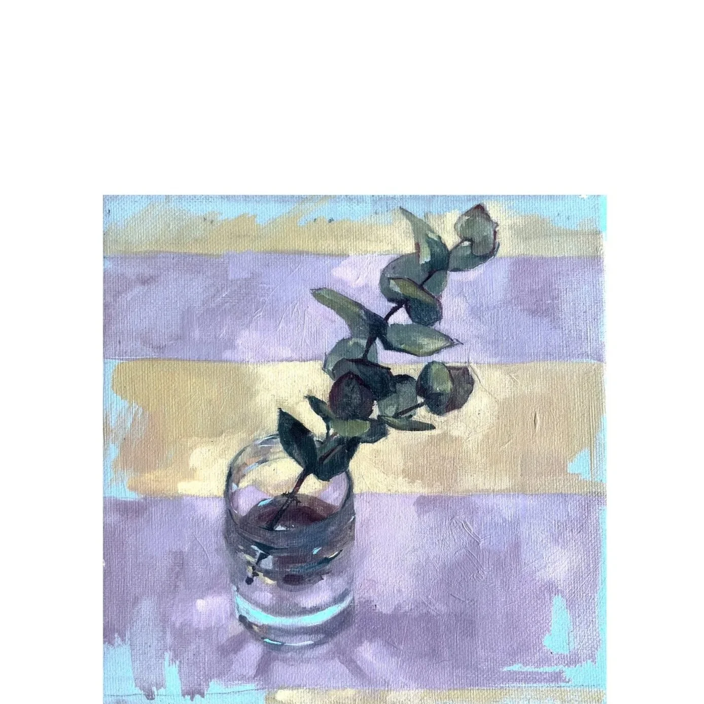 Eucalyptus, Striped Cloth, 2025, 8 x8 inches, SOLD