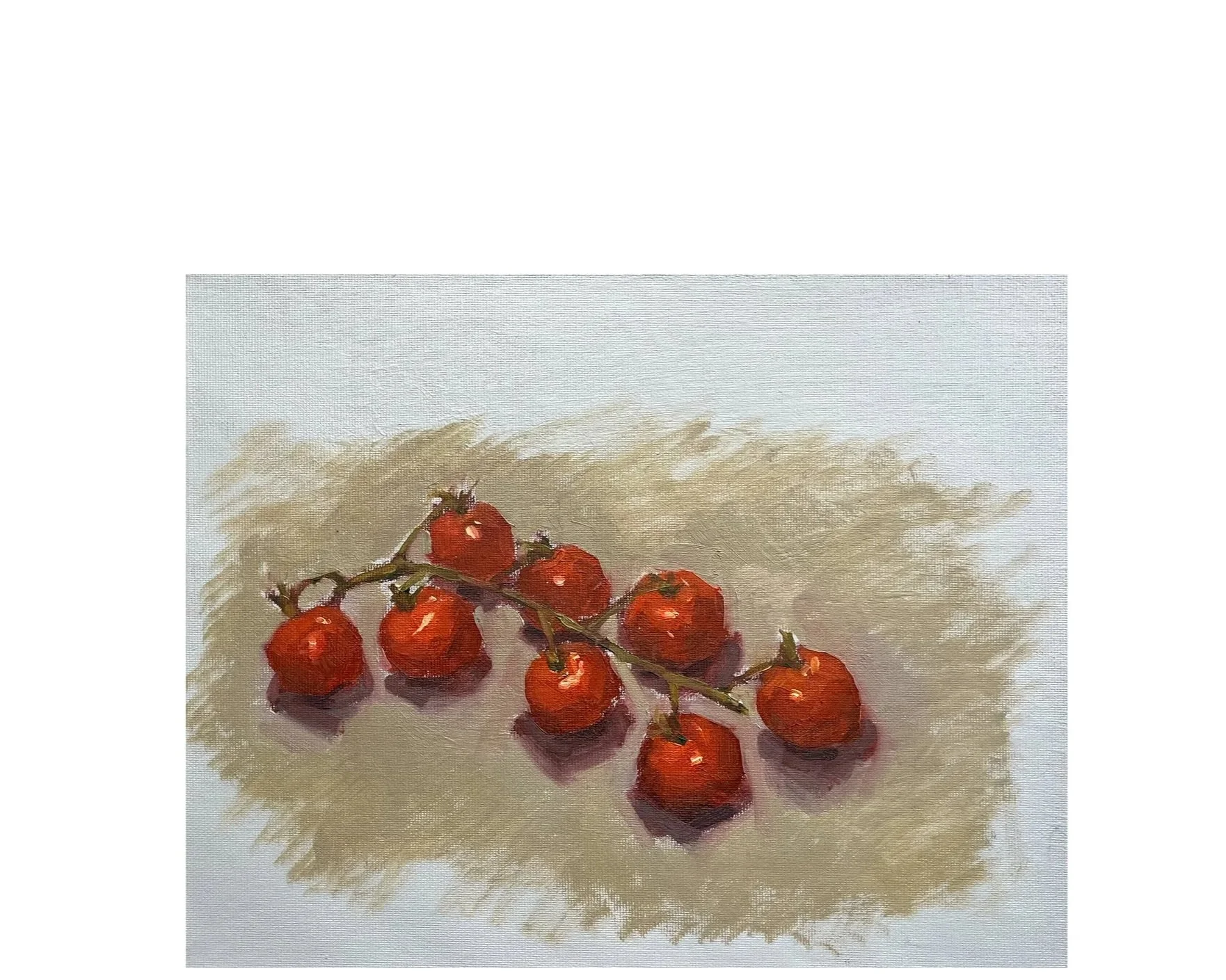 Cherry Tomatoes, oil on board, 8 x 10 inches, £POA