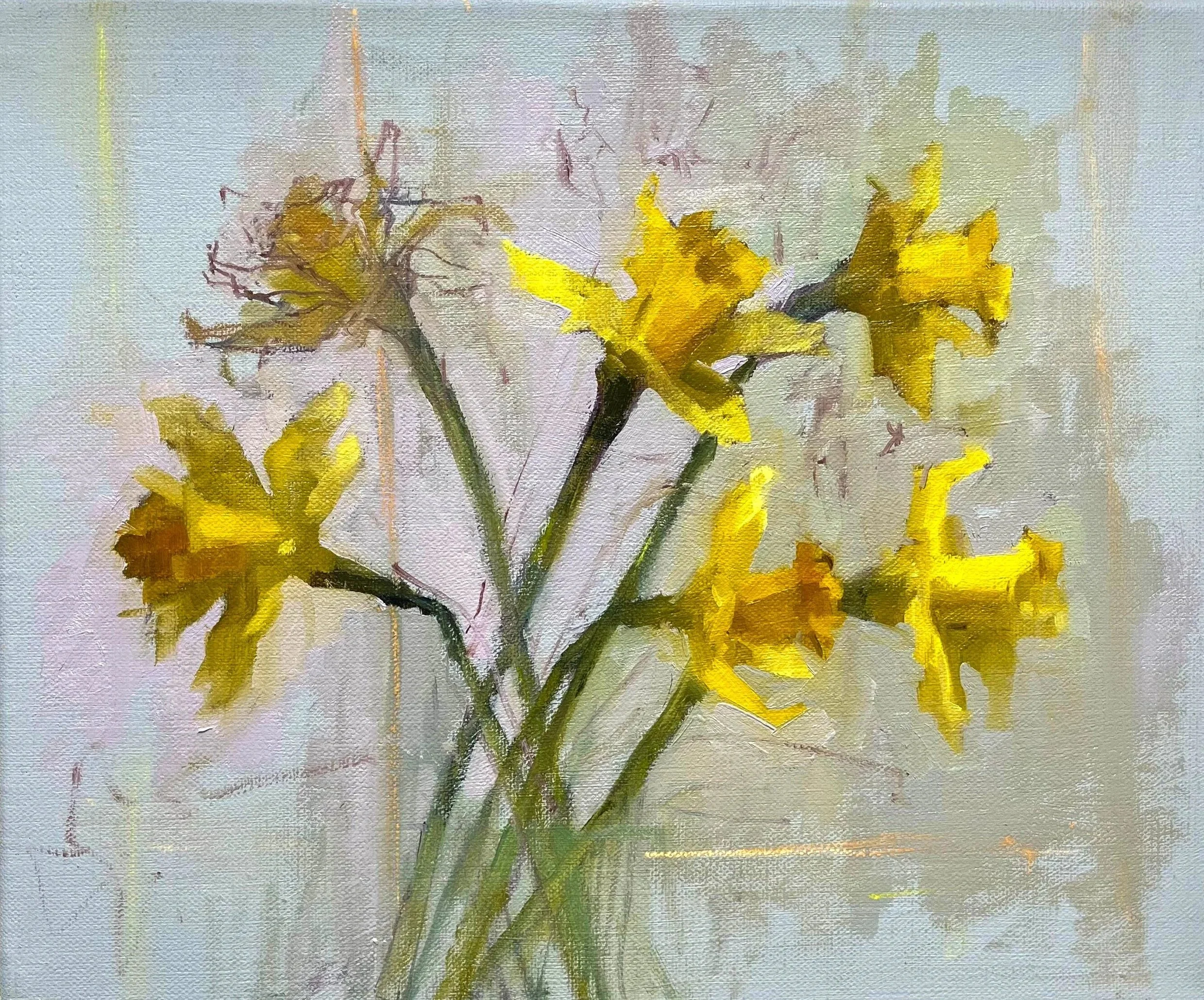 Daffodil Pairs, 2026, Oil on Canvas , 10 x12 "