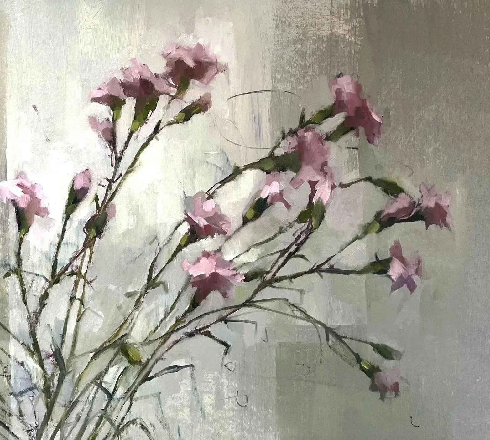 Pink Carnations, Right, 2026, oil on paper, 42x52cm, £175