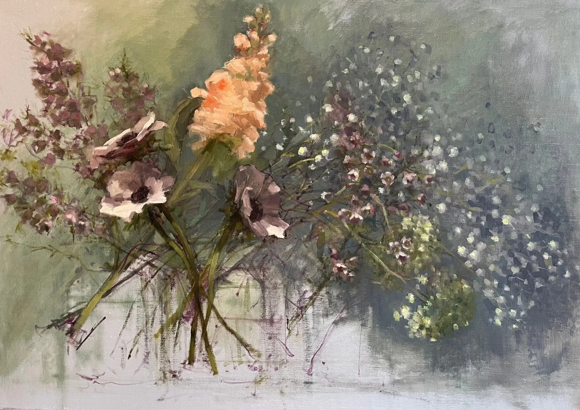 Shifting Stems, 2026. Oil on Canvas, 46x43cm, £725 (framed)