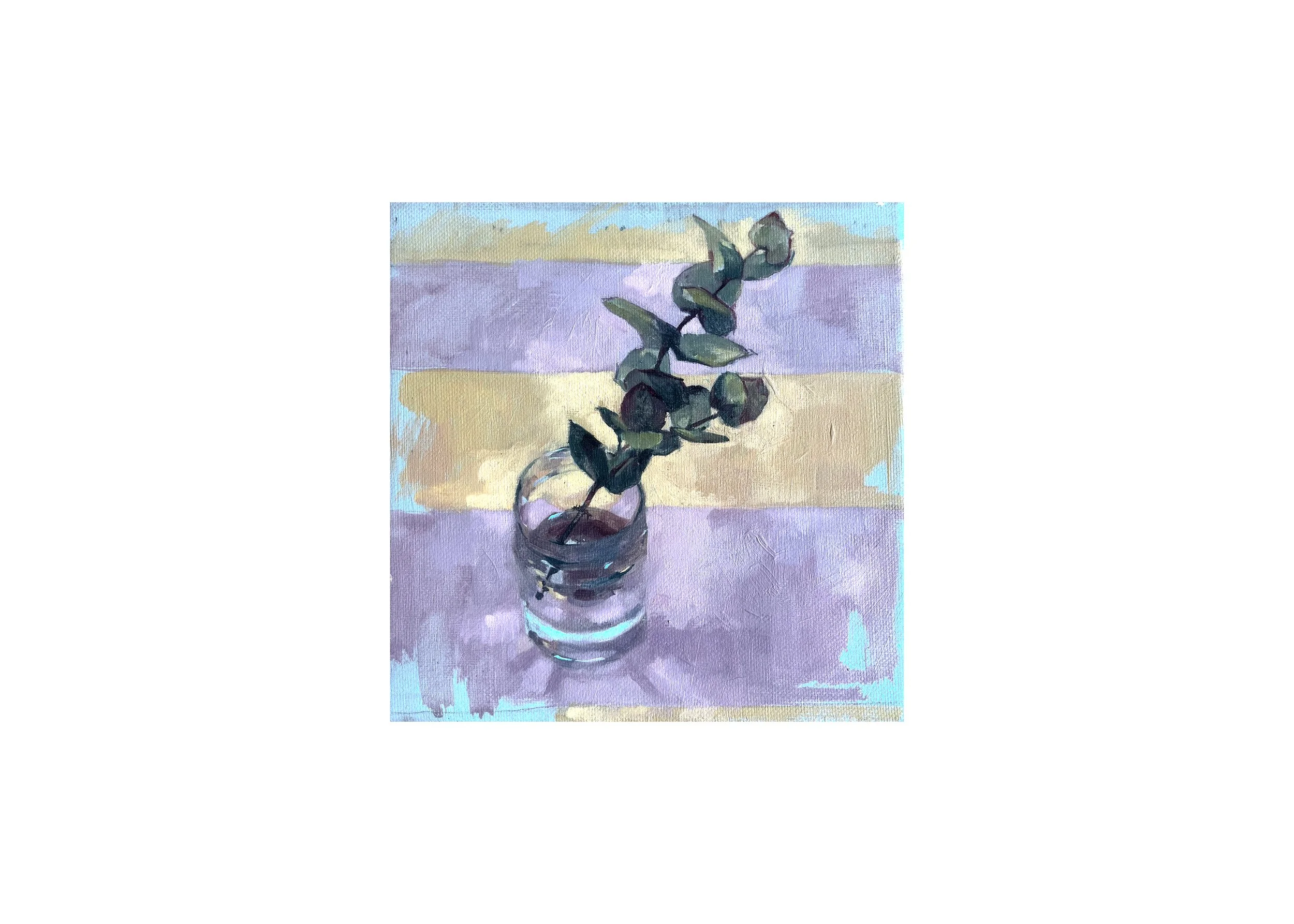 Eucalyptus, Striped Cloth, 2025, 8 x8 inches, SOLD