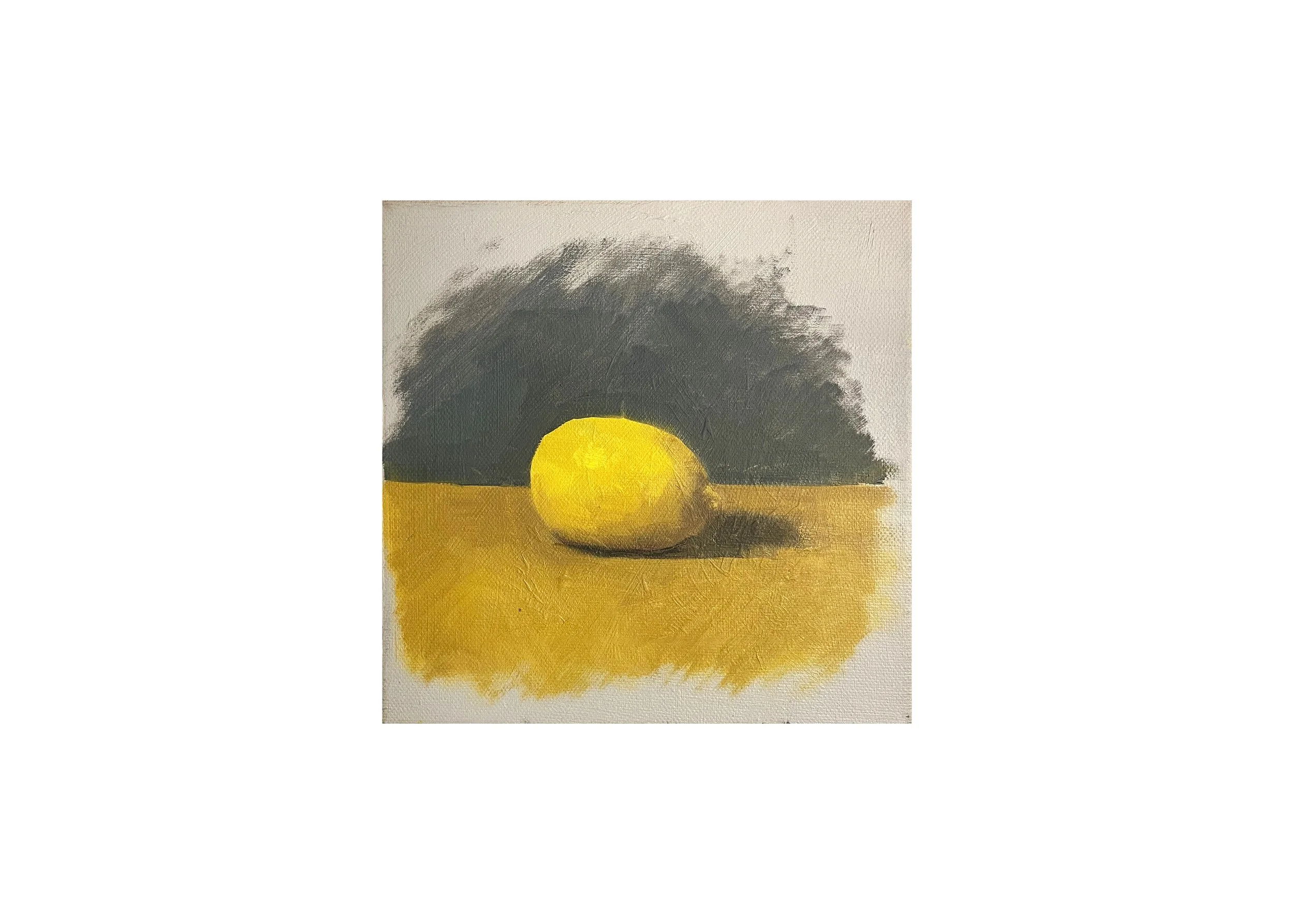 Single Lemon, 2025, oil on canvas, 8 x8 inches