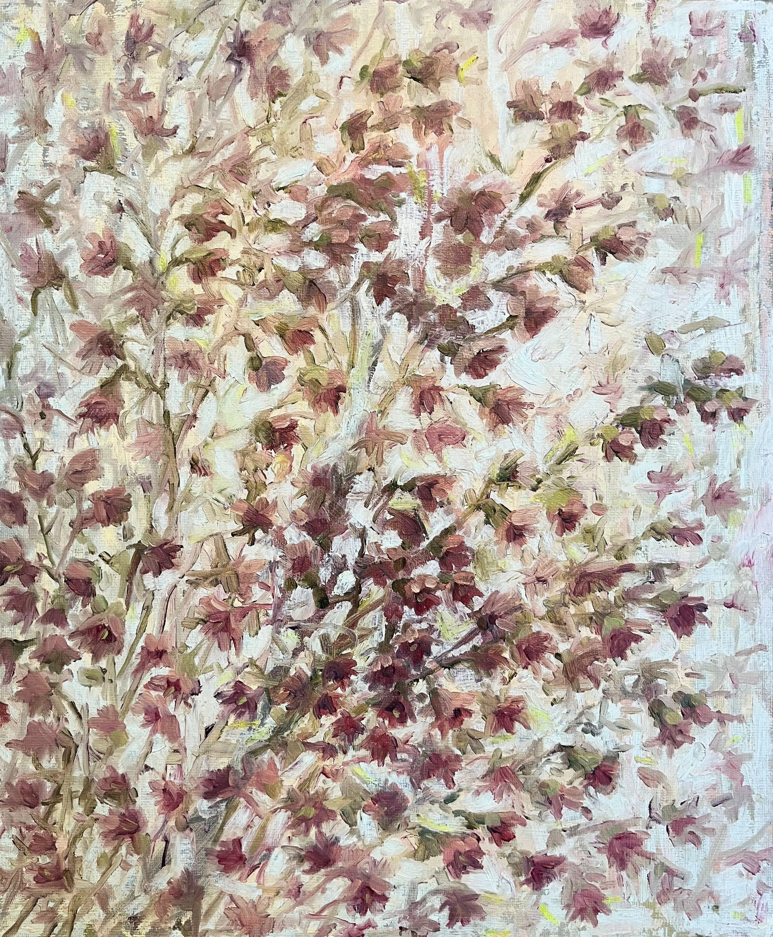 All the Waxflowers , 2026, Oil on board, 30.5 x26.6cm