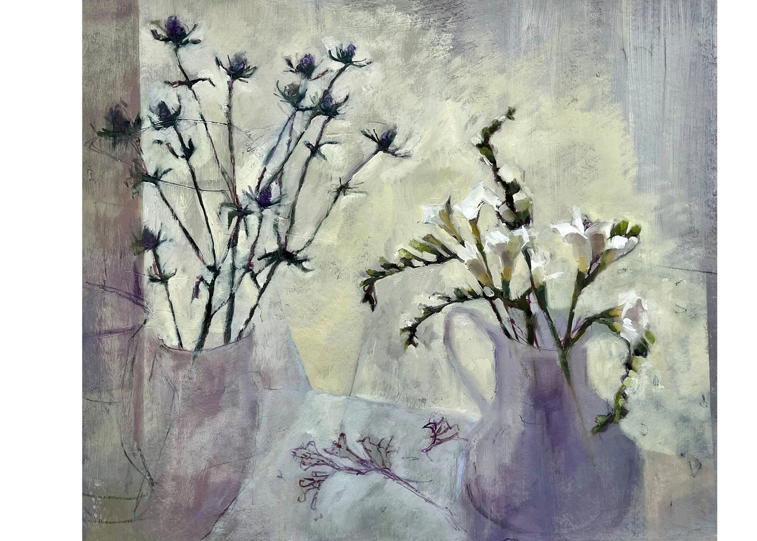 Flowers in Morning Light, 2026,
oil on paper, 43 x 51 cm