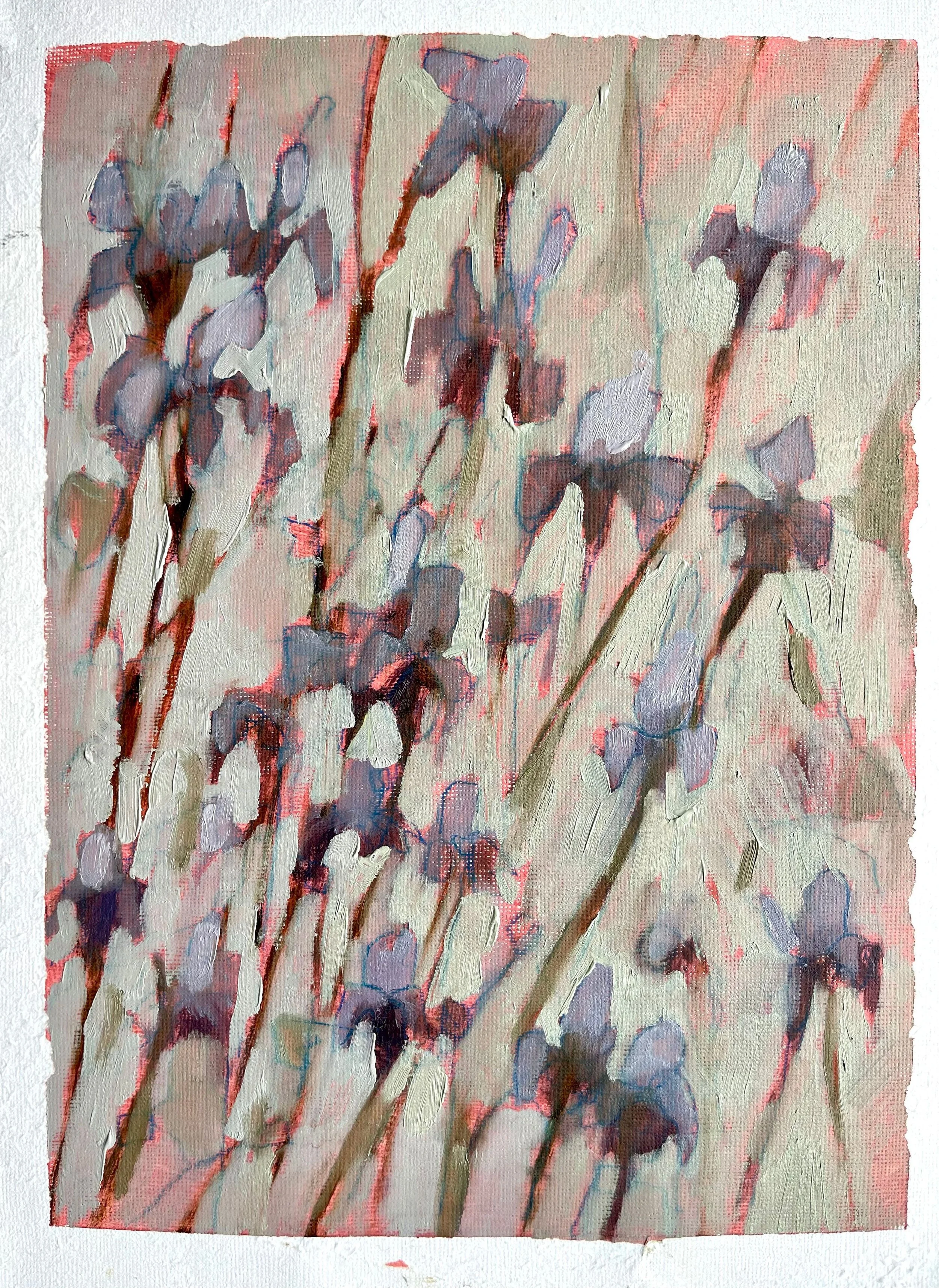 Blue Irises 2 , 2026, mixed media on paper