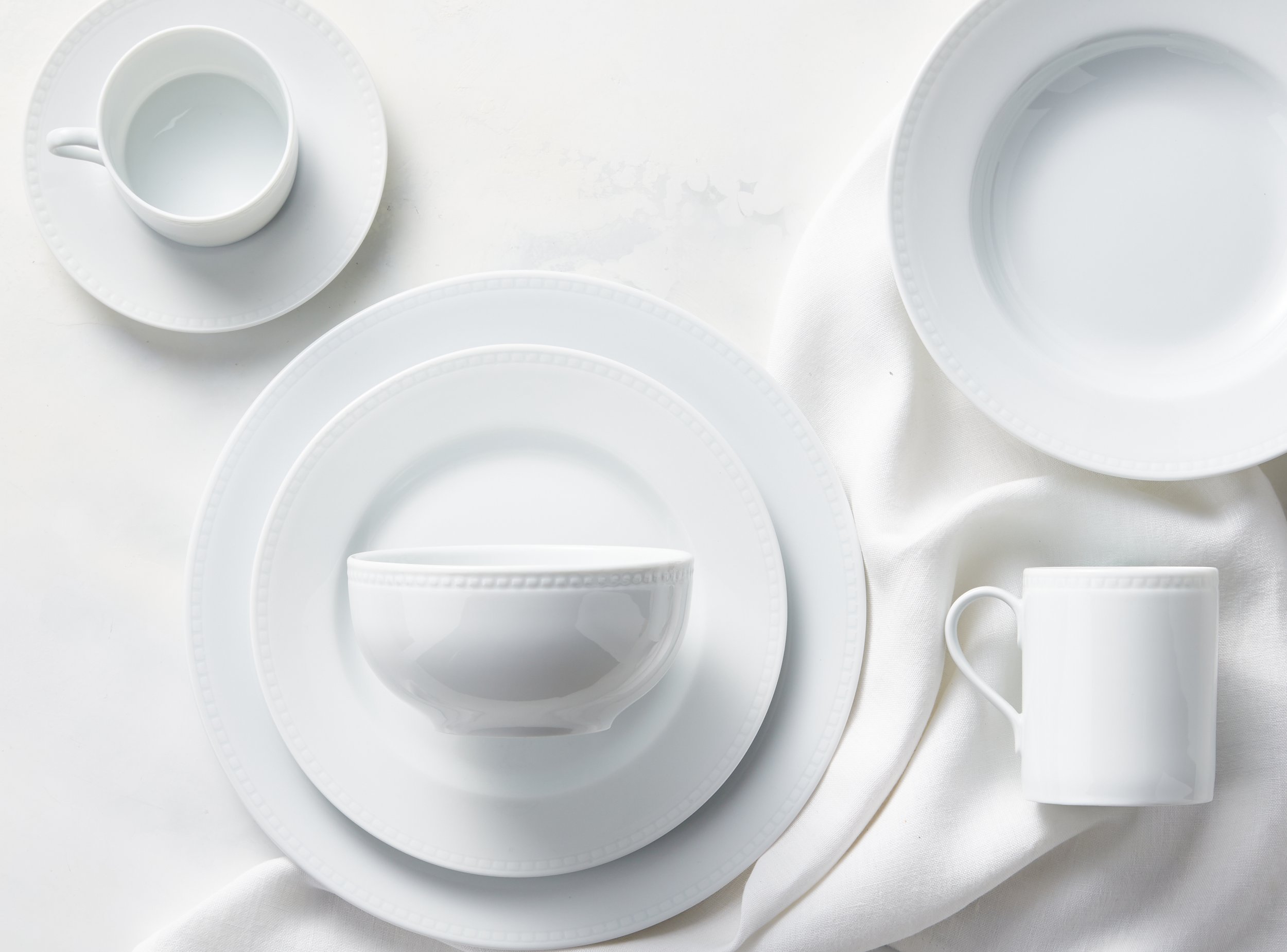 Apilco Beaded Hemstitch Porcelain Dinnerware