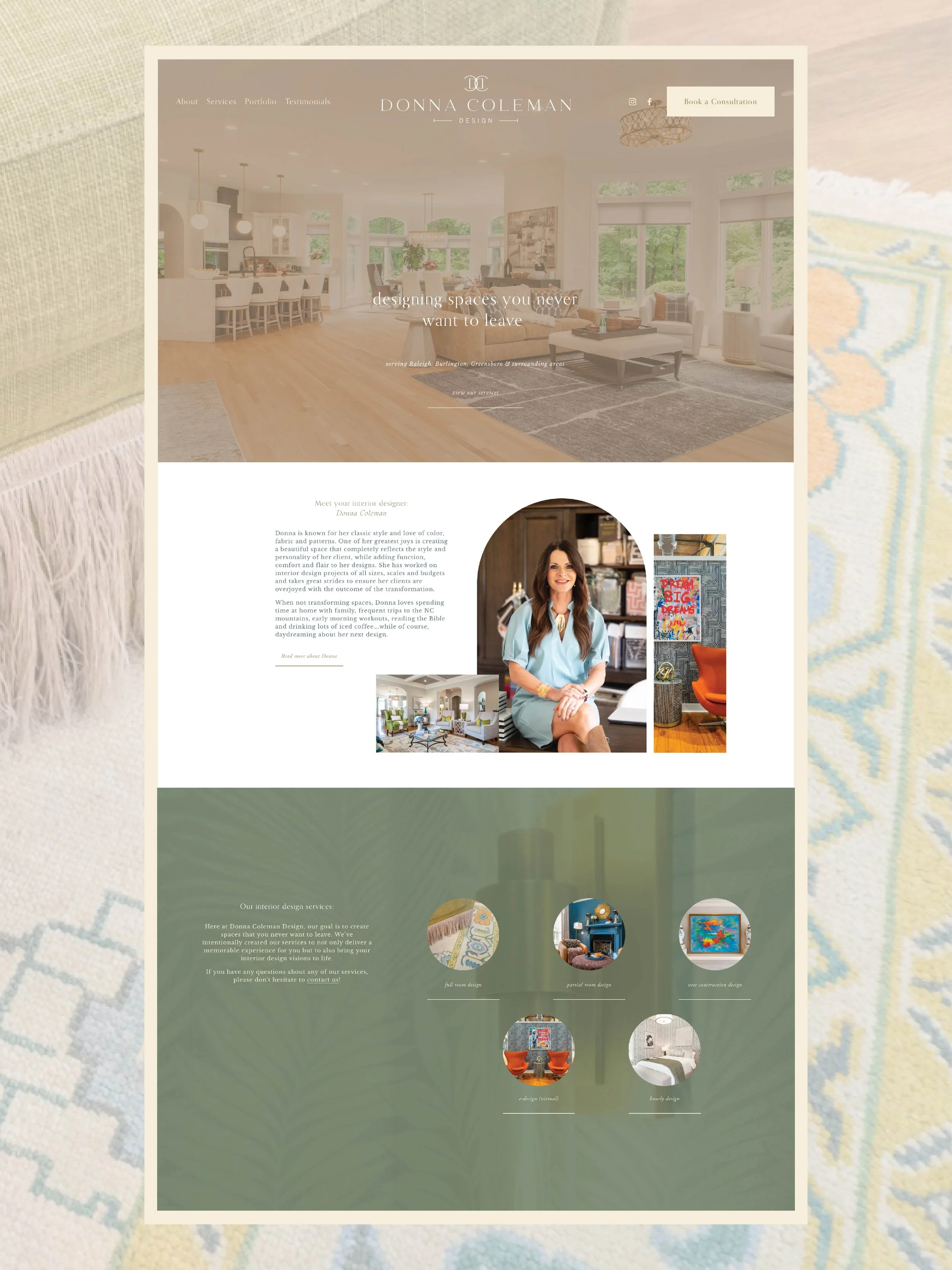 Web Design for Luxury Interior Design Client: Donna Coleman Design