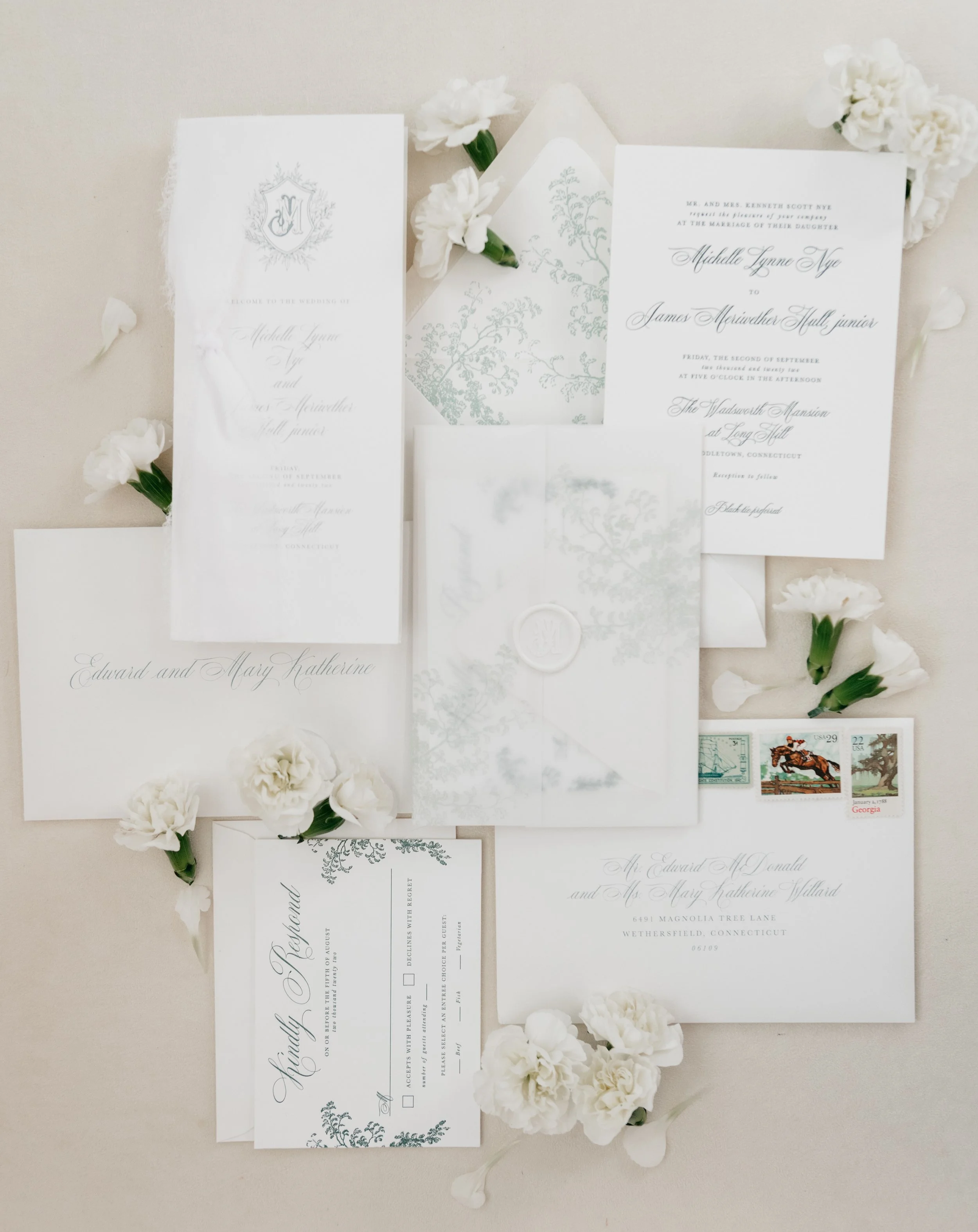 Custom wedding invitations, Massachusetts