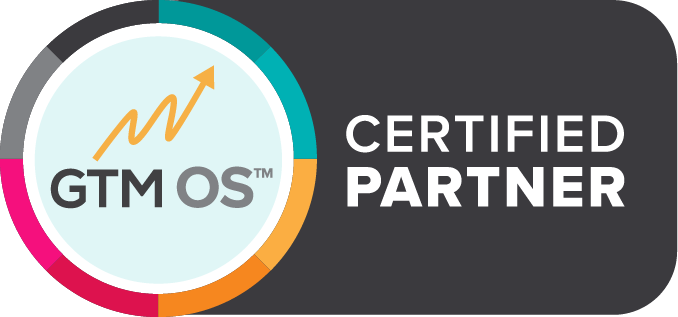 The image displays a logo for GM O S with a circular graphic, a line graph with an upward trend, and the words "Certified Partner" next to it.