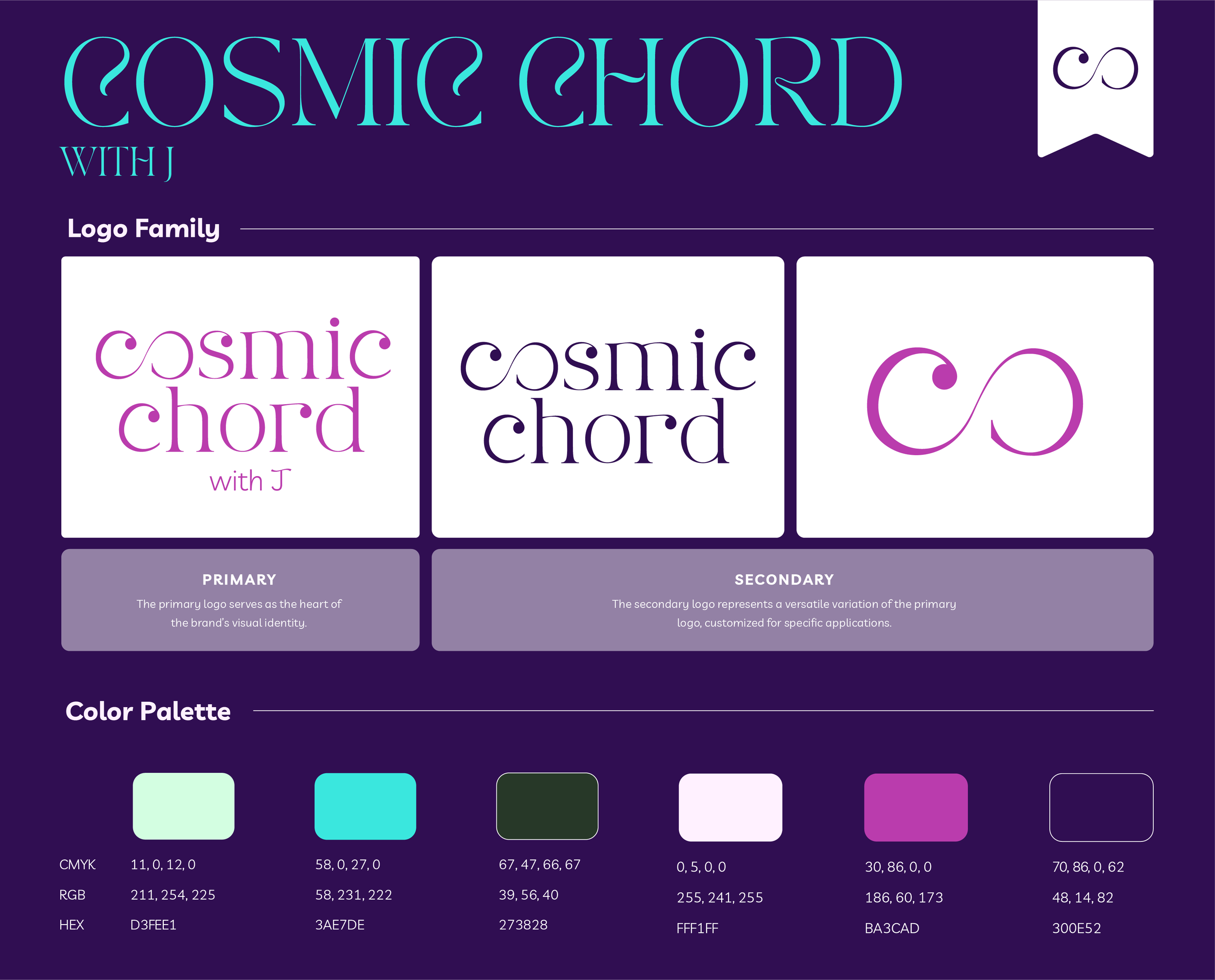 This is a PDF that showcases the logo variations and color values.