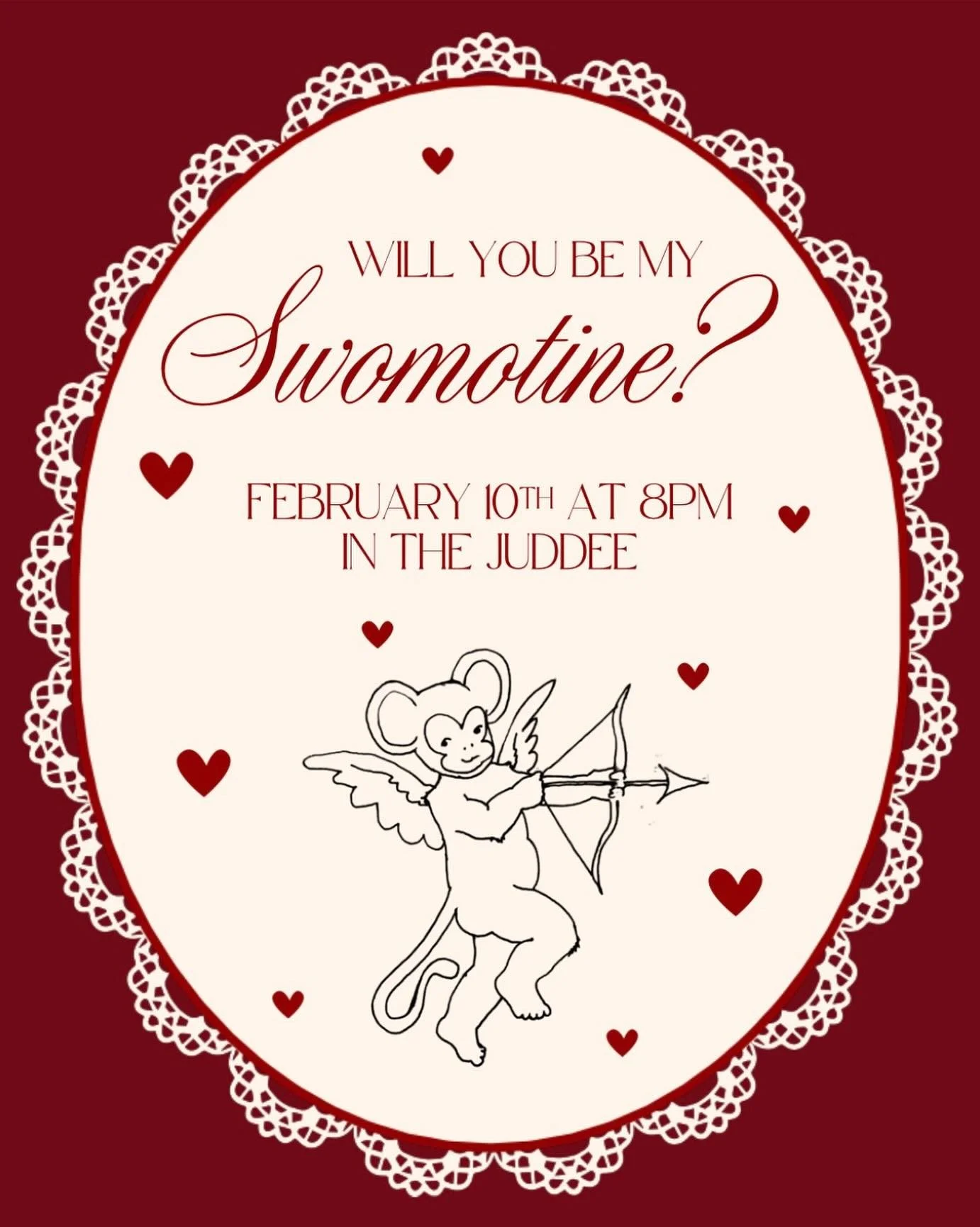 Find love at the Swomo show 💐🦢💍💝🍫 February 10th at 8pm in The Juddee!!!!!