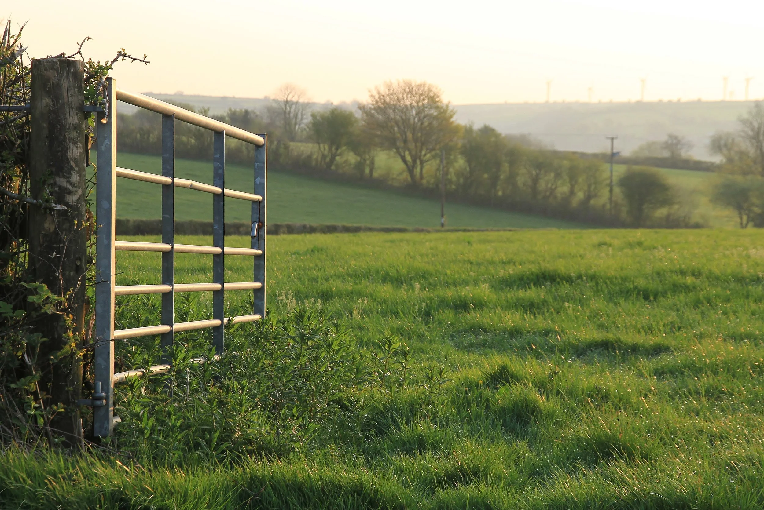 Traditional field gate overlooking the Midlands countryside
