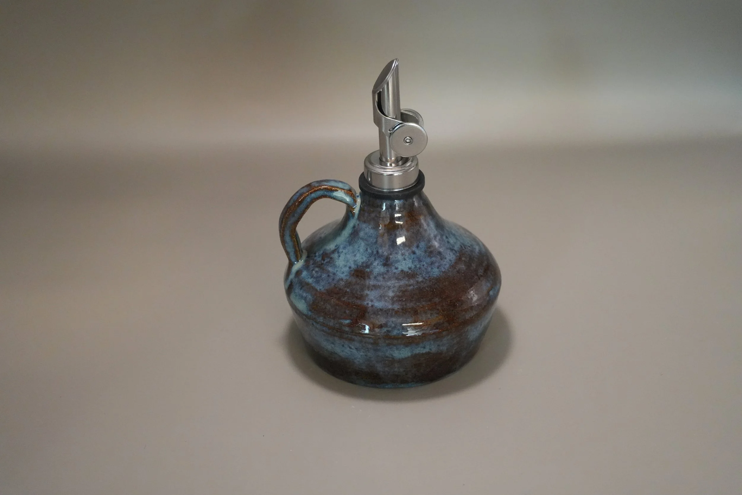 Artisan Ceramic Oil Dispenser with Stainless Steel Spout
