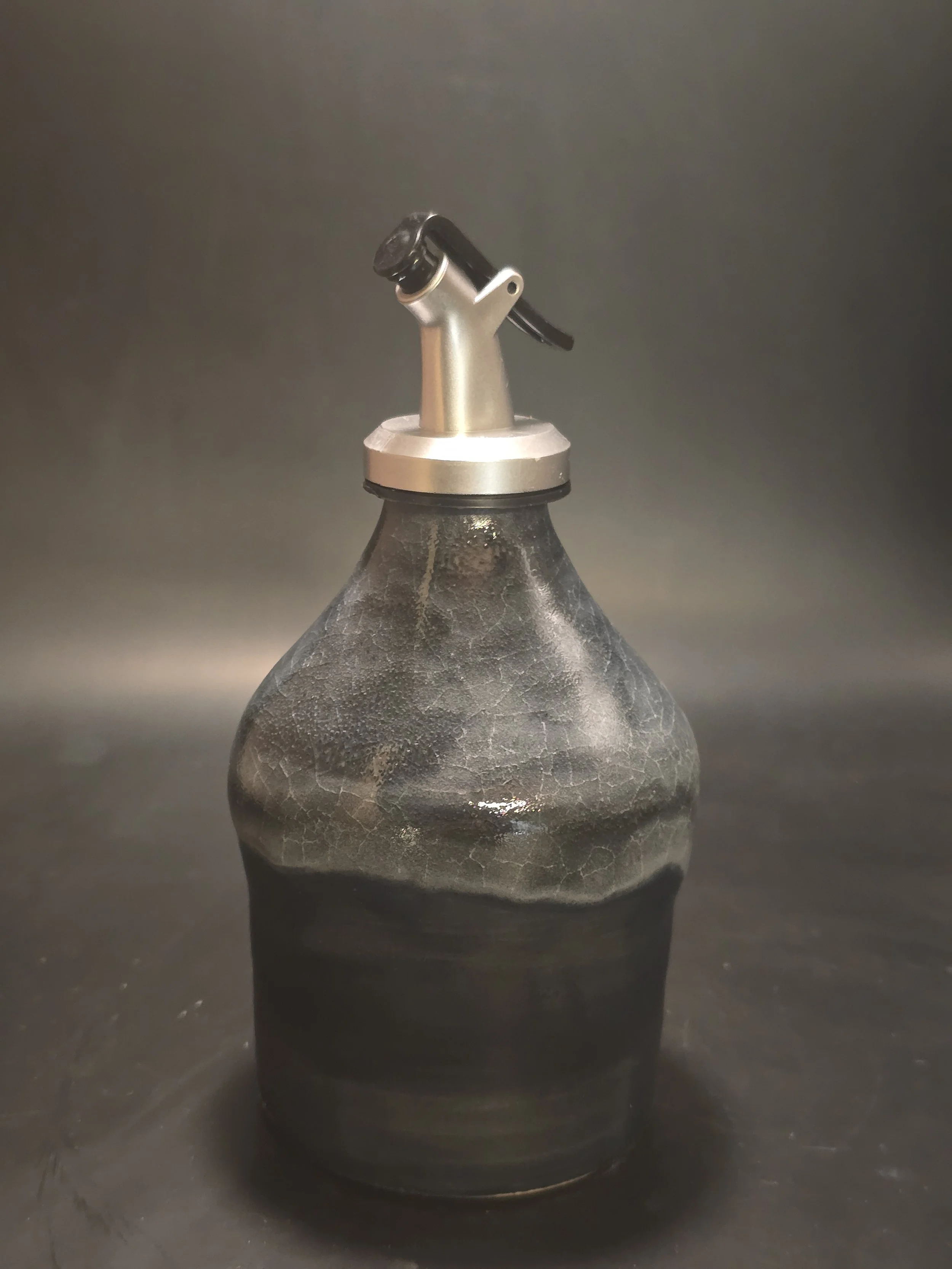 Elegant Black and White Ceramic Oil Bottle
