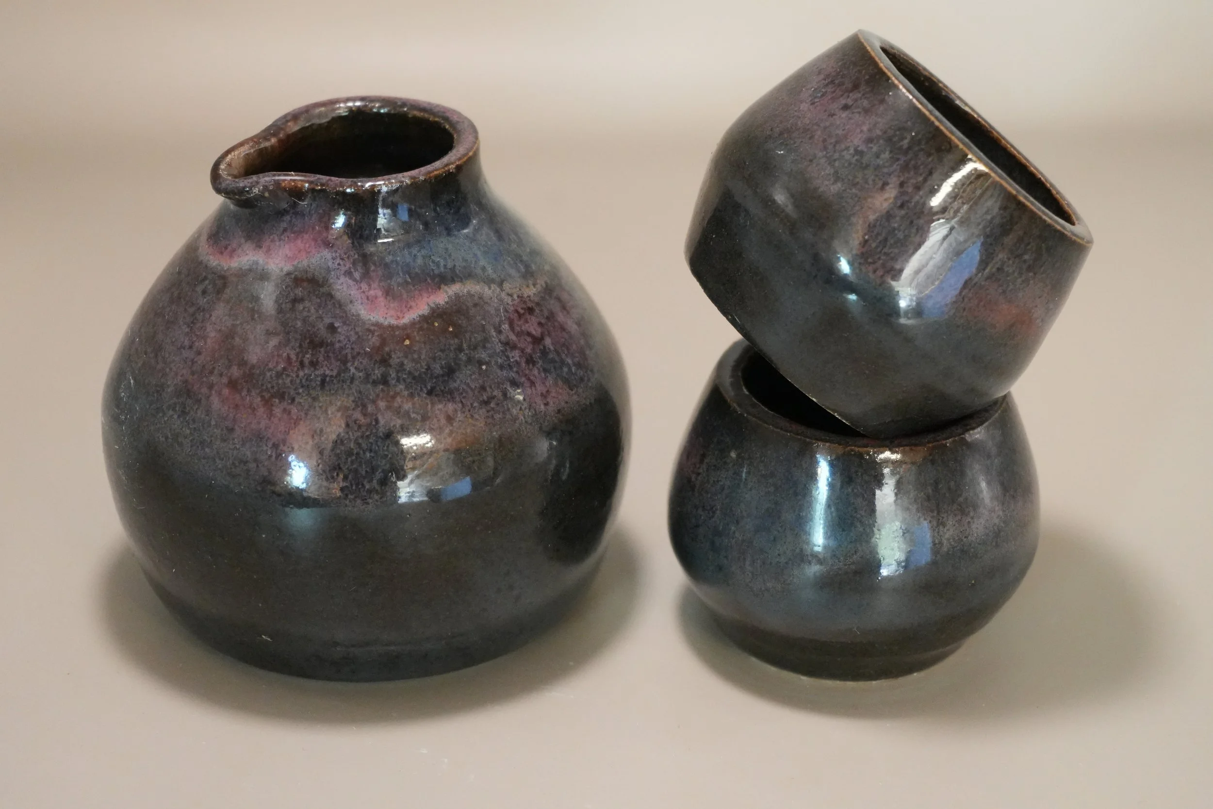 Rustic Elegance Ceramic Sake and Cup Set